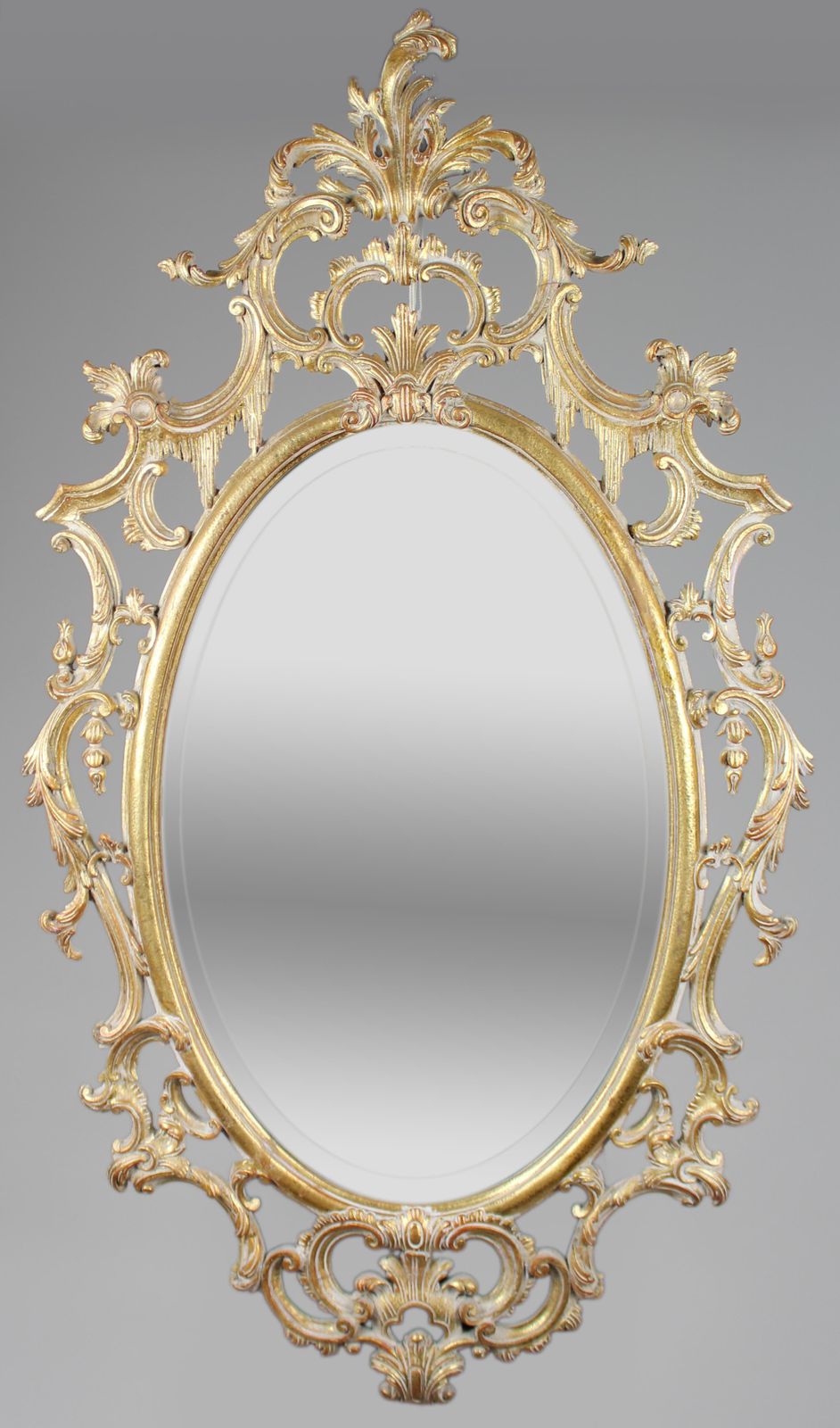 Large Italian Rococo Style Carved Giltwood Oval Wall Mirror, Florentine, 20th Ce photo furniture