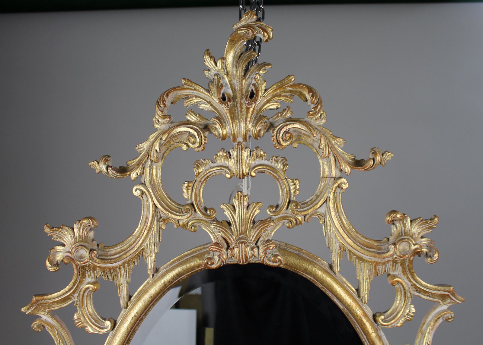 Large Italian Rococo Style Carved Giltwood Oval Wall Mirror, Florentine, 20th Ce photo buy