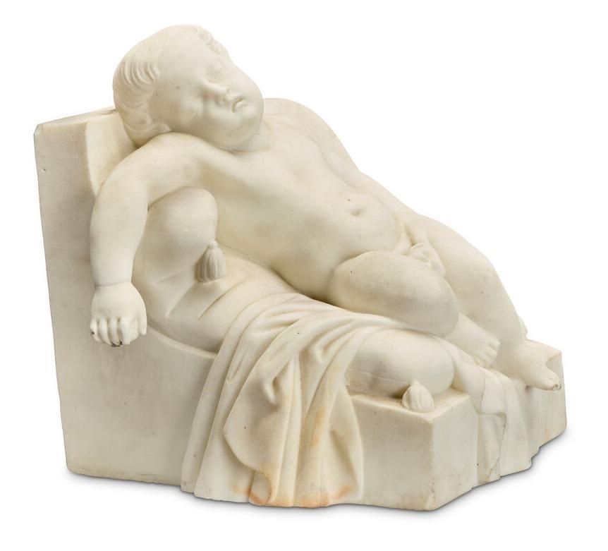 19th Century Italian Carrara Marble Sculpture Of Sleeping Putto photo buy