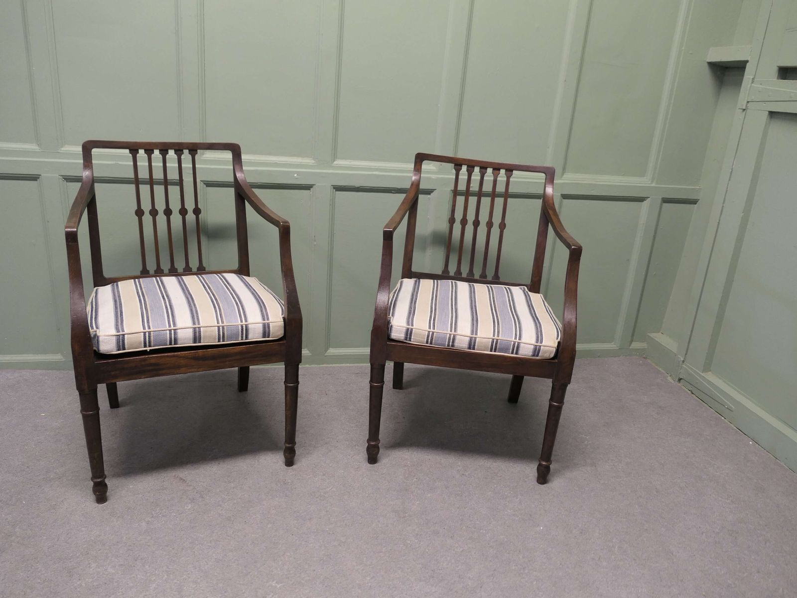 A Pair Of Regency Elbow Chairs, Hall Chairs These Beautiful Chairs Are Made In Oak photo Furniture