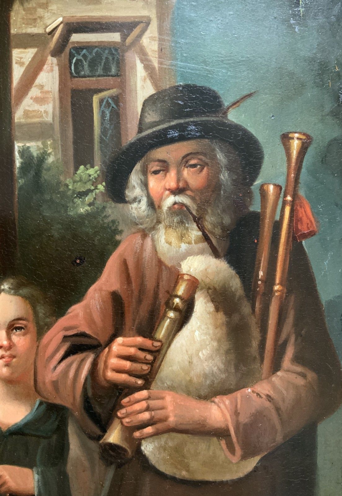 Antique Dutch Oil Painting Musician In The Manner Of David Teniers (1610 1690) photo vinterior
