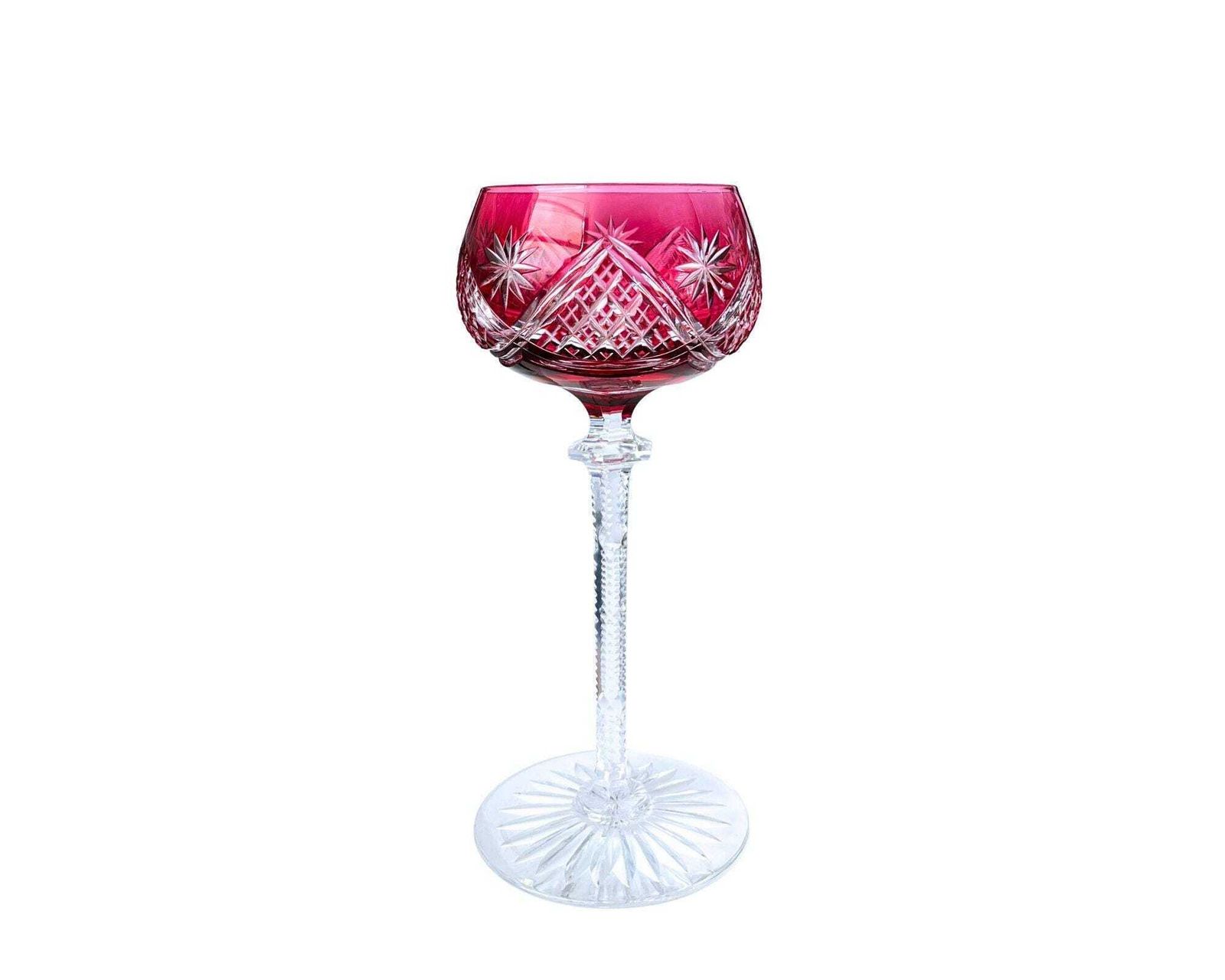 Verres à vin Val Saint Lambert en rouge, 6 pièces, Art déco photo vinterior