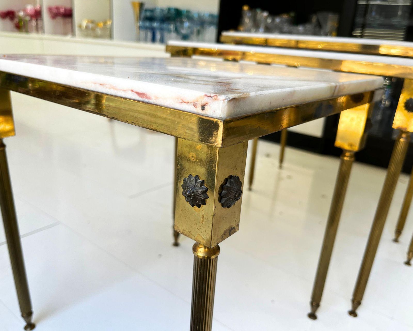 Nesting Tables | Small Side Tables | French Marble Brass photo 1211.0