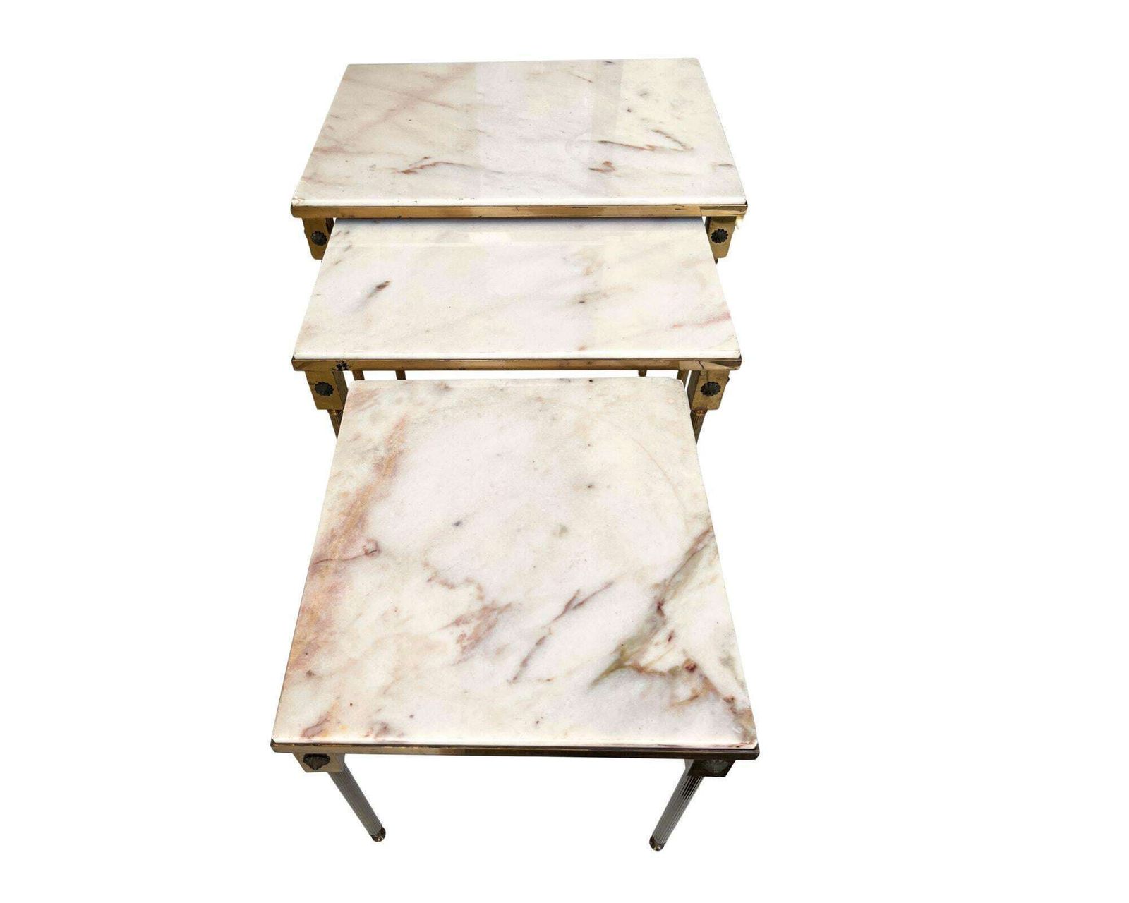 Nesting Tables | Small Side Tables | French Marble Brass photo vinterior