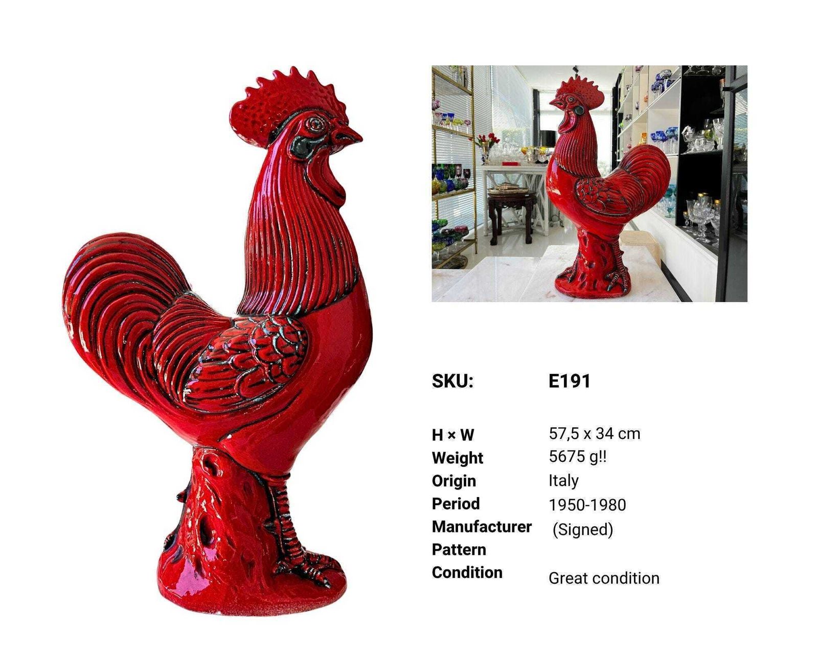 Décoration campagne | Coq italien | Figurine rouge photo for sale
