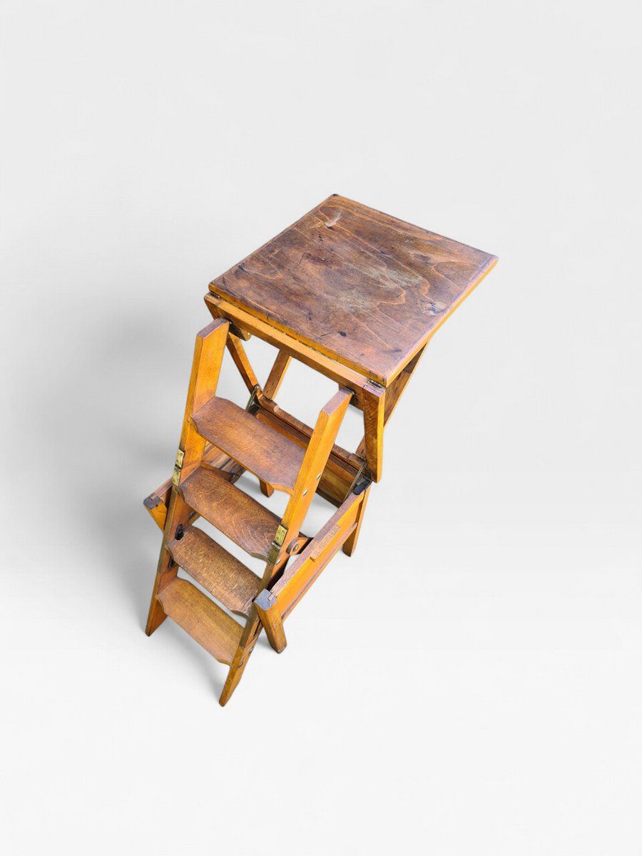 Wooden Step Stool With Ladder, 1960s photo 276.0