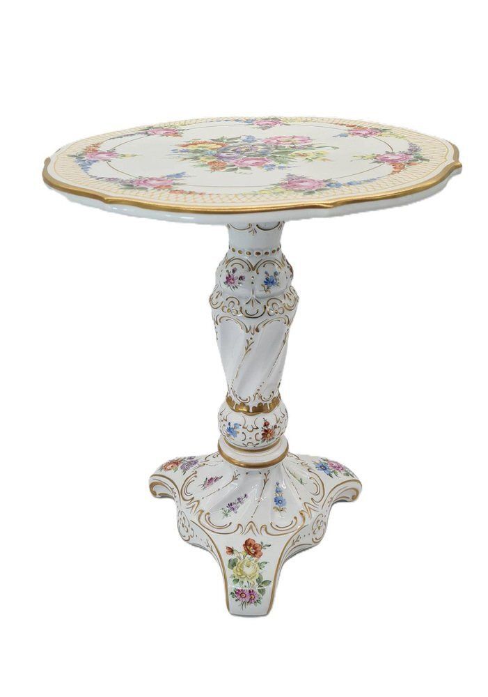 Mid Century Porcelain Table With Hand Painted Floral Decoration, Germany, 1970s