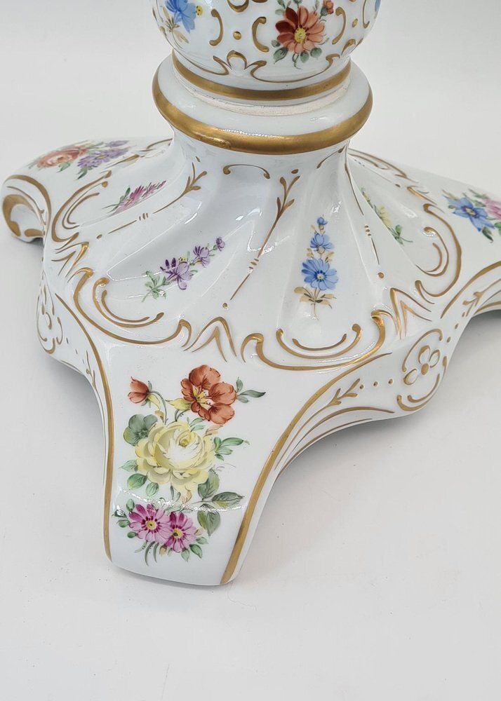 Mid Century Porcelain Table With Hand Painted Floral Decoration, Germany, 1970s photo Furniture