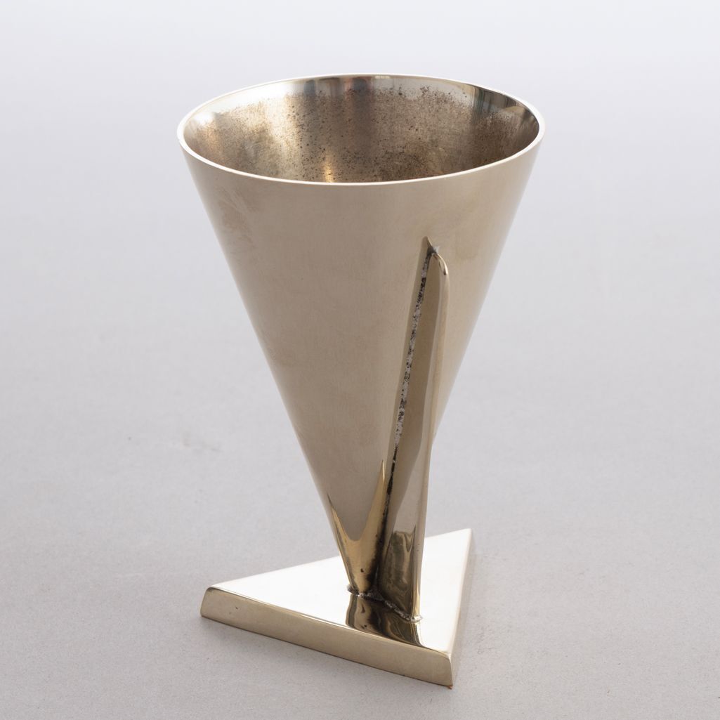 Art Deco Modernist Plated Brass Cocktail Cup In The Manner Of Maison Desny, France C.1930 photo 185.0