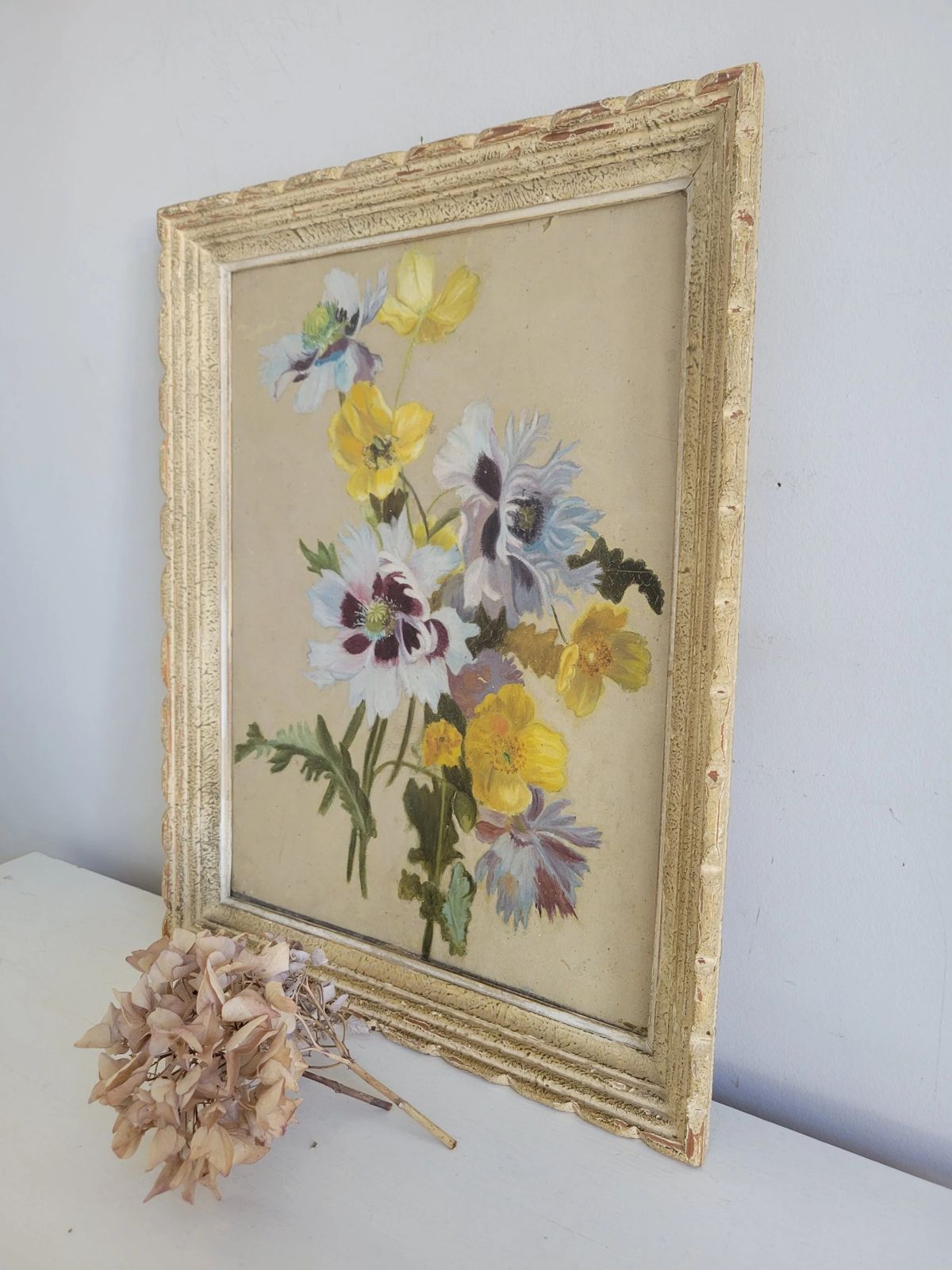 Wild Anemones  Original French Floral Oil Painting photo furniture