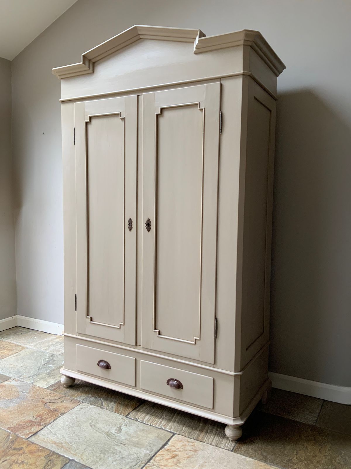 Restored Antique Pine Continental Knockdown Wardrobe Armoir Painted photo for sale