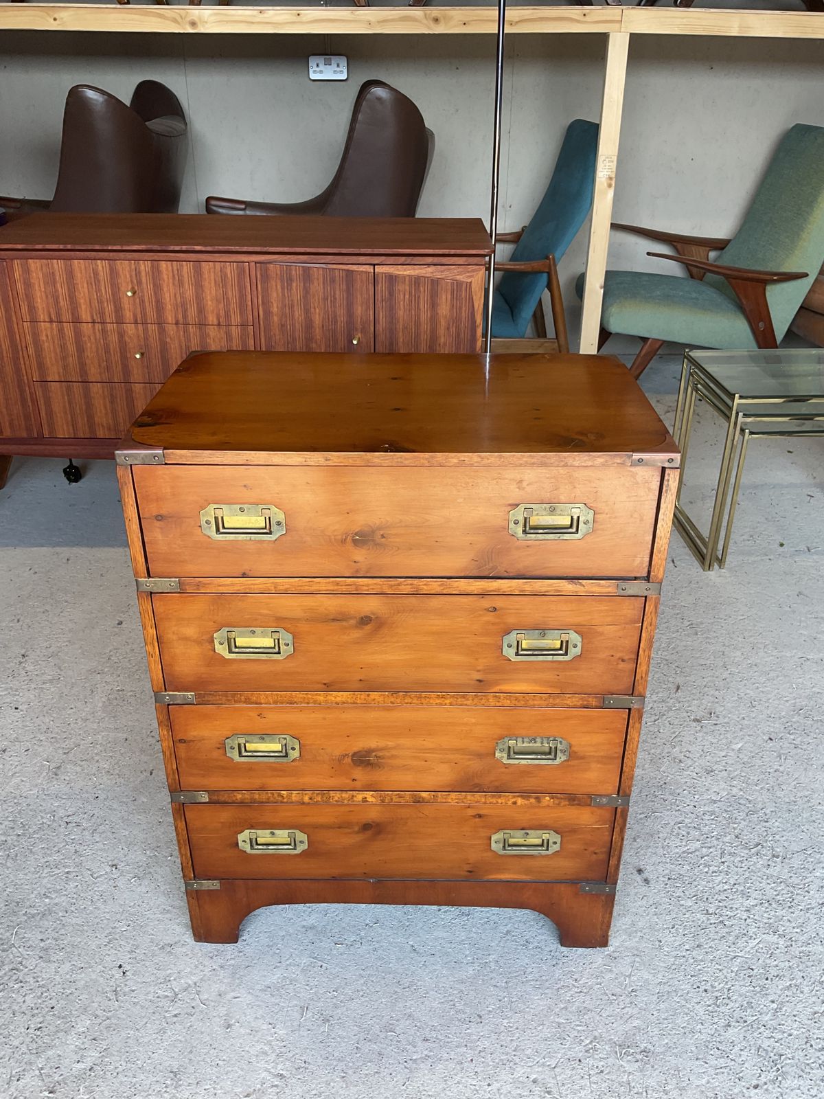 Antique Regency Military Campaign Chest Of Drawers With Brass photo furniture