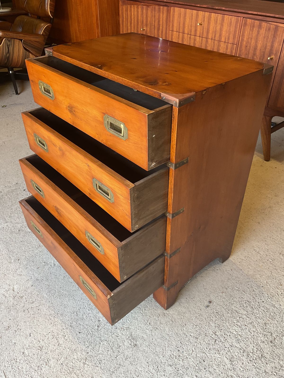 845.0 Antique Regency Military Campaign Chest Of Drawers With Brass photo
