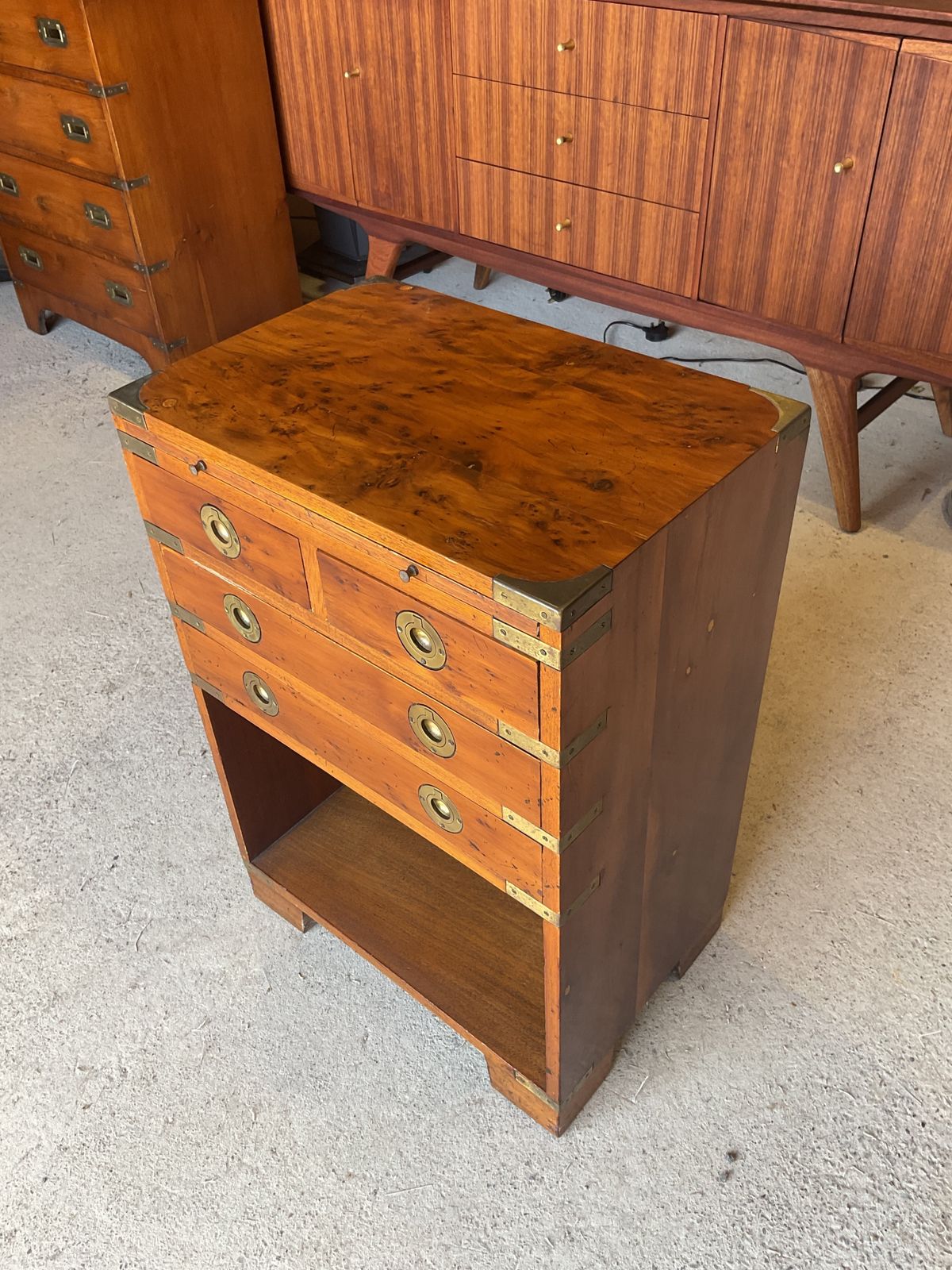 Antique Regency Walnut  Military Campaign Chest Of Drawers photo for sale