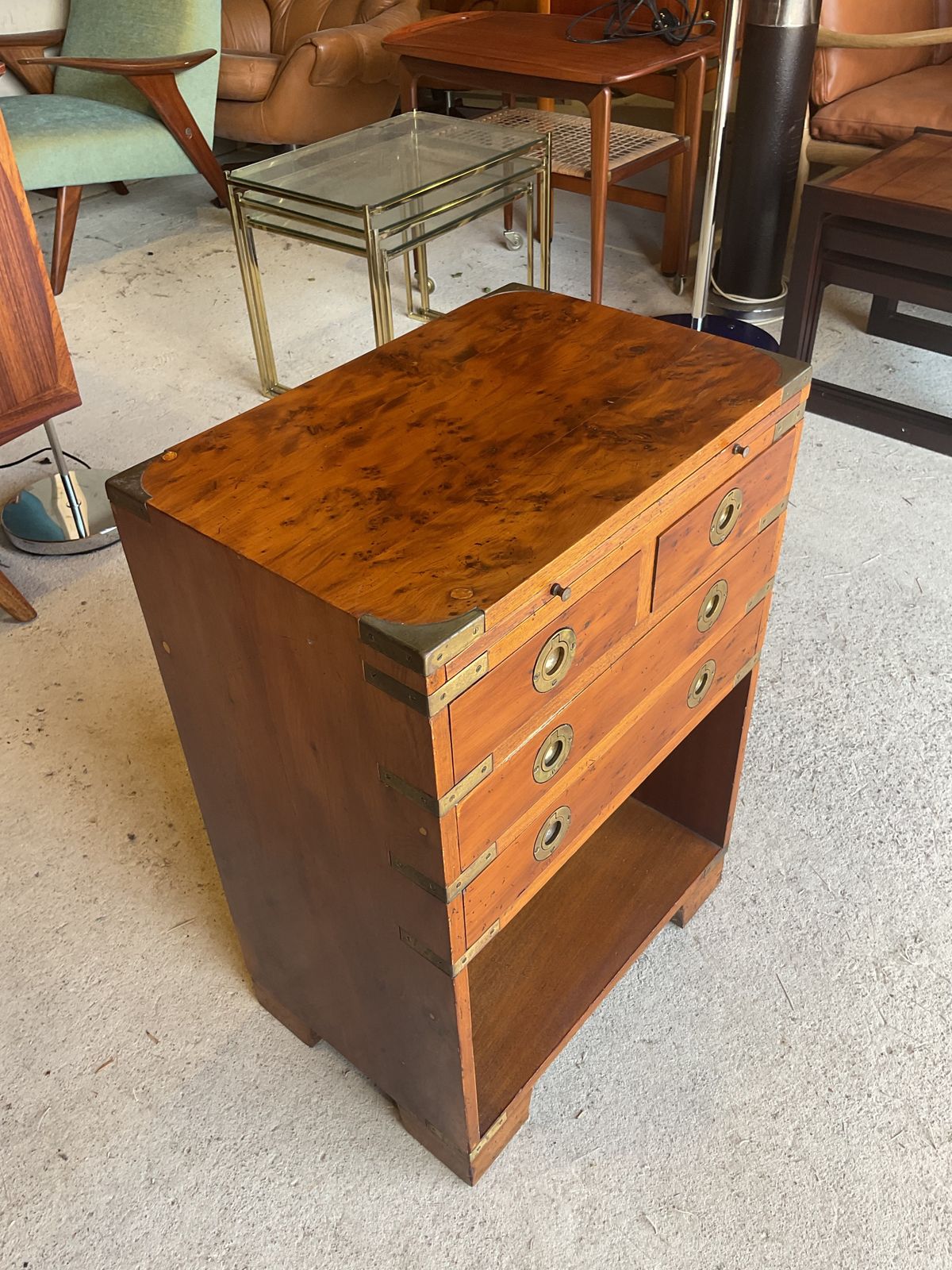 Antique Regency Walnut  Military Campaign Chest Of Drawers photo 545.0