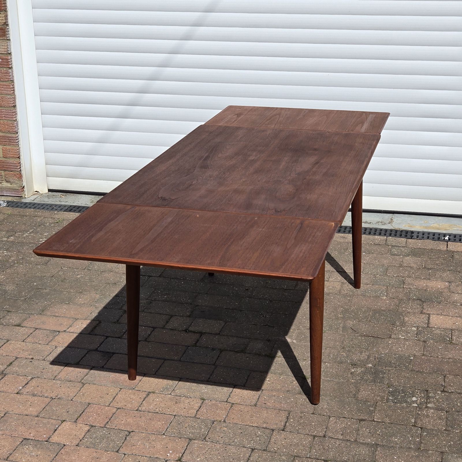 Furniture Mid Century Modern Solid Teak Gudme Mobilfabrik Dining Table And 4x Danish Papercord Chairs Fully Refurbished photo