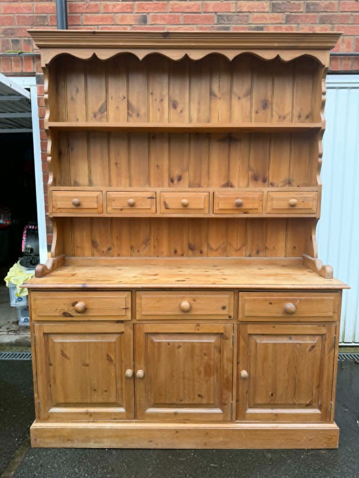 Custom Painted Vintage Country Farmhouse  Pine 3 Door Medium Welsh Dresser
