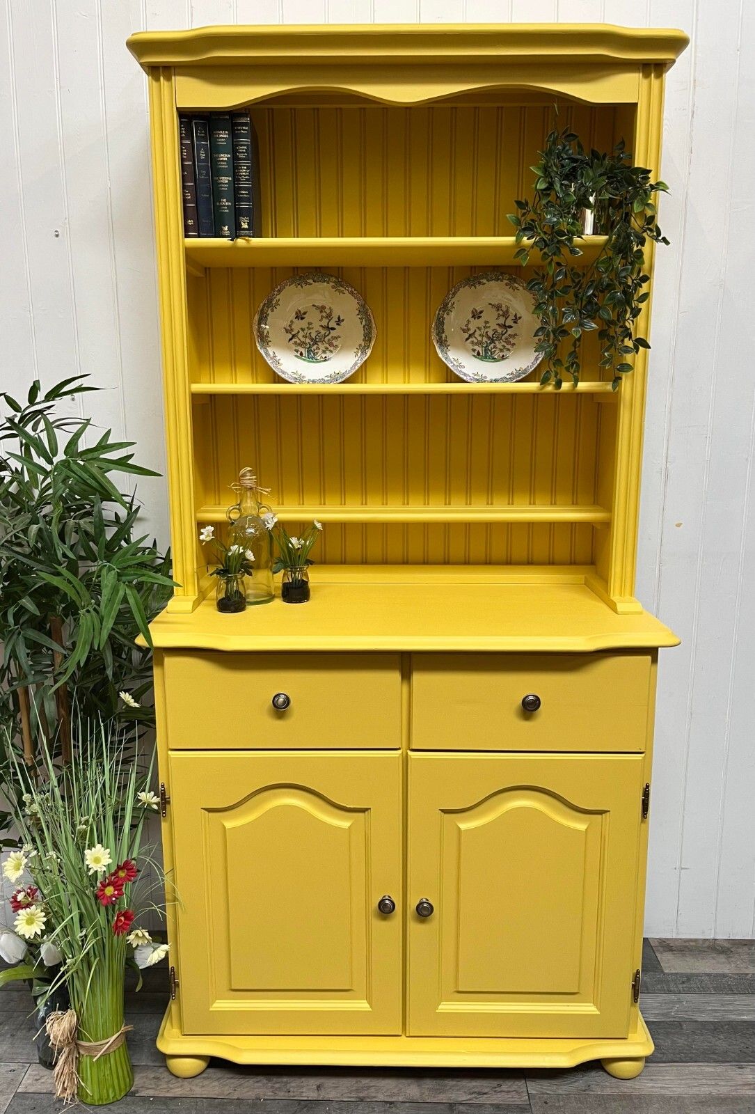 photo furniture Custom Painted Vintage Country Farmhouse  Pine 3 Door Medium Welsh Dresser