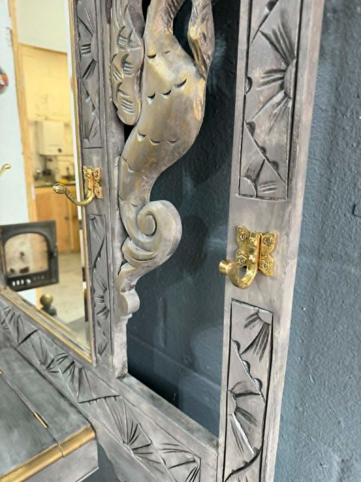 Stunning Antique Umbrella Stand / Hall Stand – Hand Painted Stone Grey Effect photo furniture