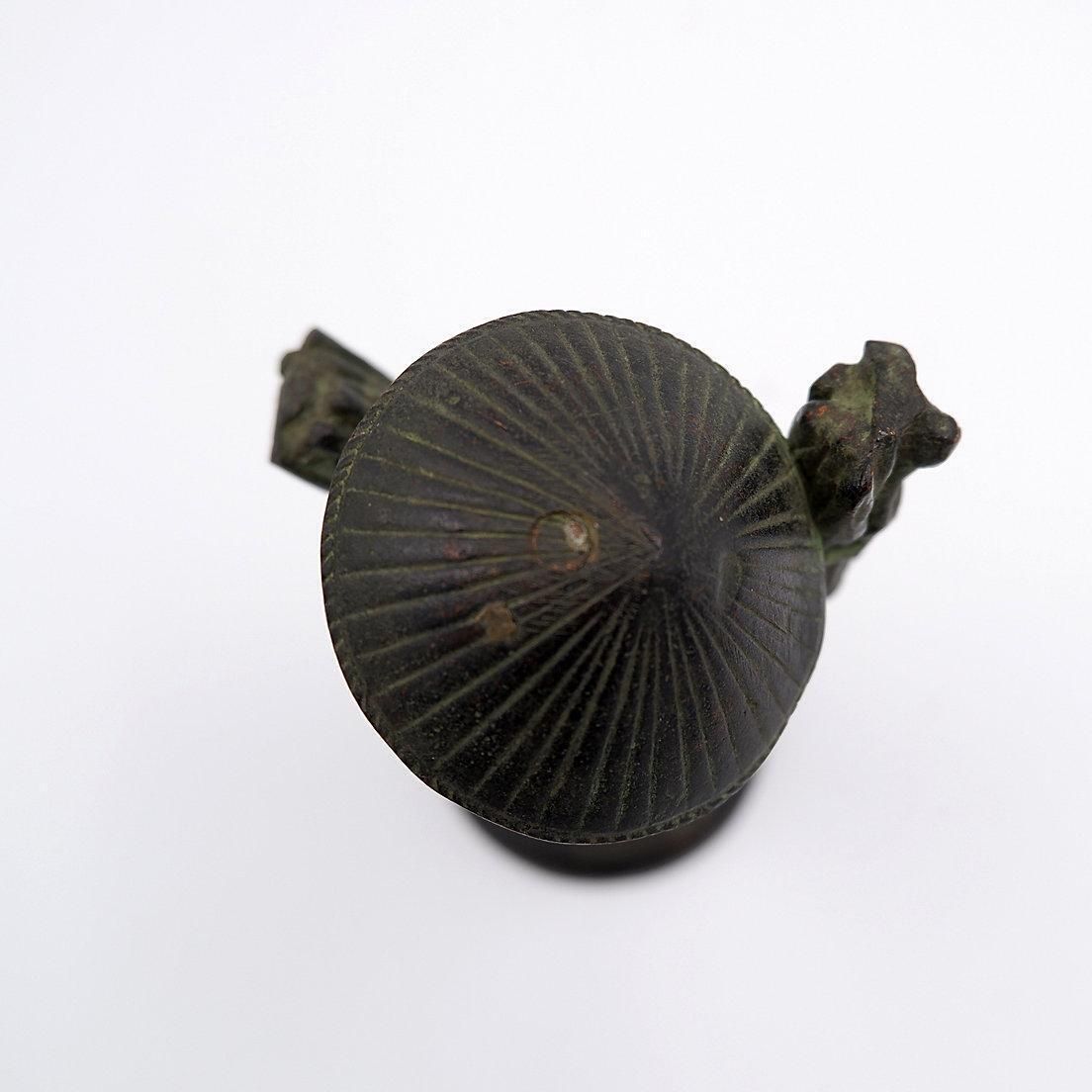 photo for sale Asian Farmer Bronze Figurine, 19th Century Folk Art Sculpture, Vietnam