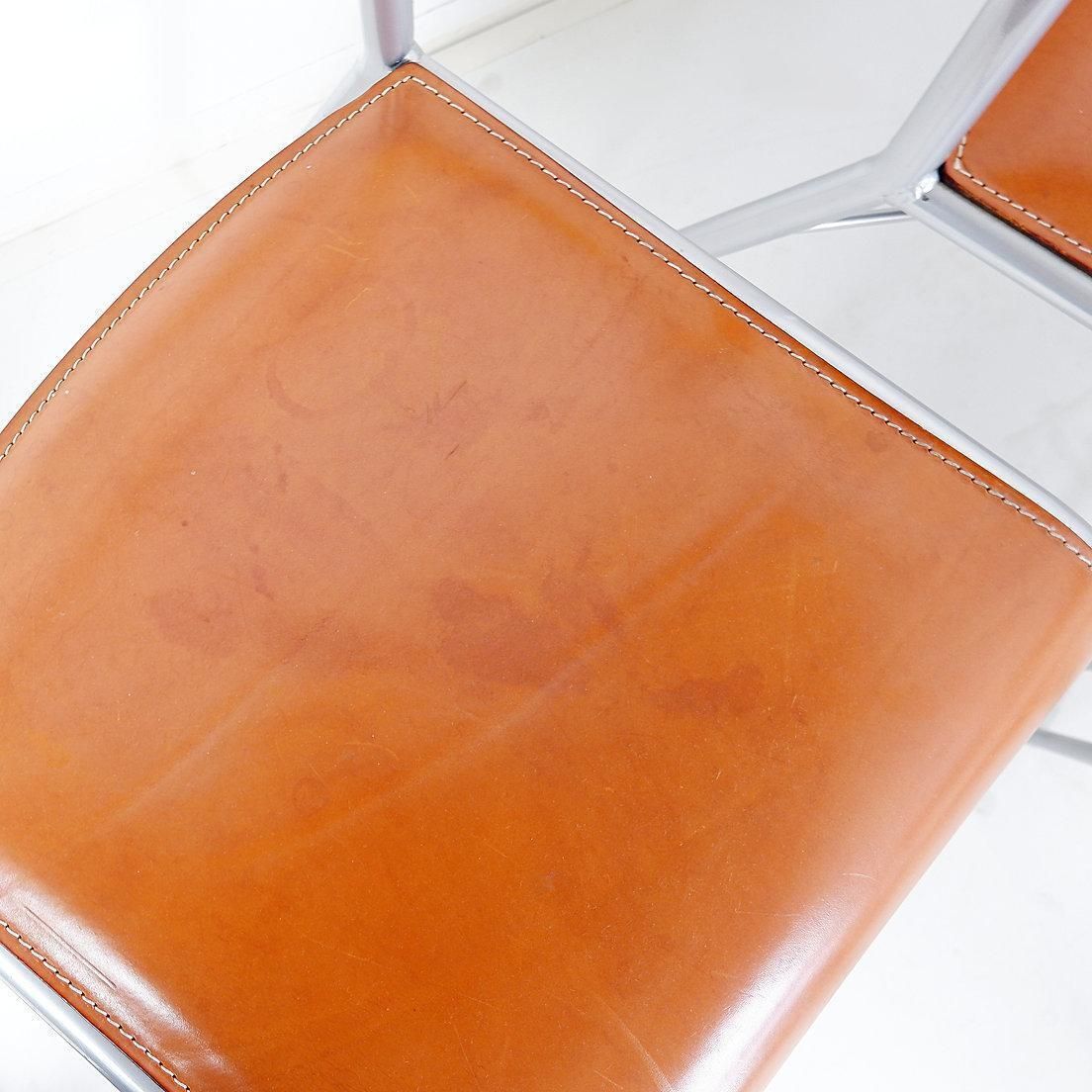 Set Of 6 Of Italian Vintage Arrben Dining Chairs, 1980s   Cognac Leather photo buy