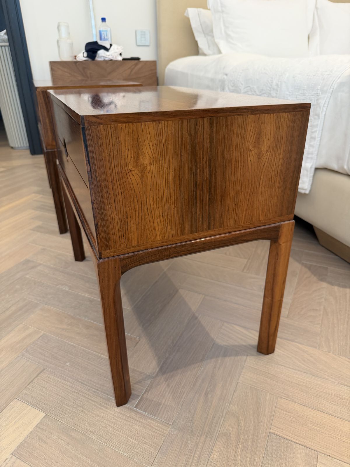 Pair (2 Piece) Danish Mid Century Rosewood Nightstands By Aksel Kjersgaard photo vintage
