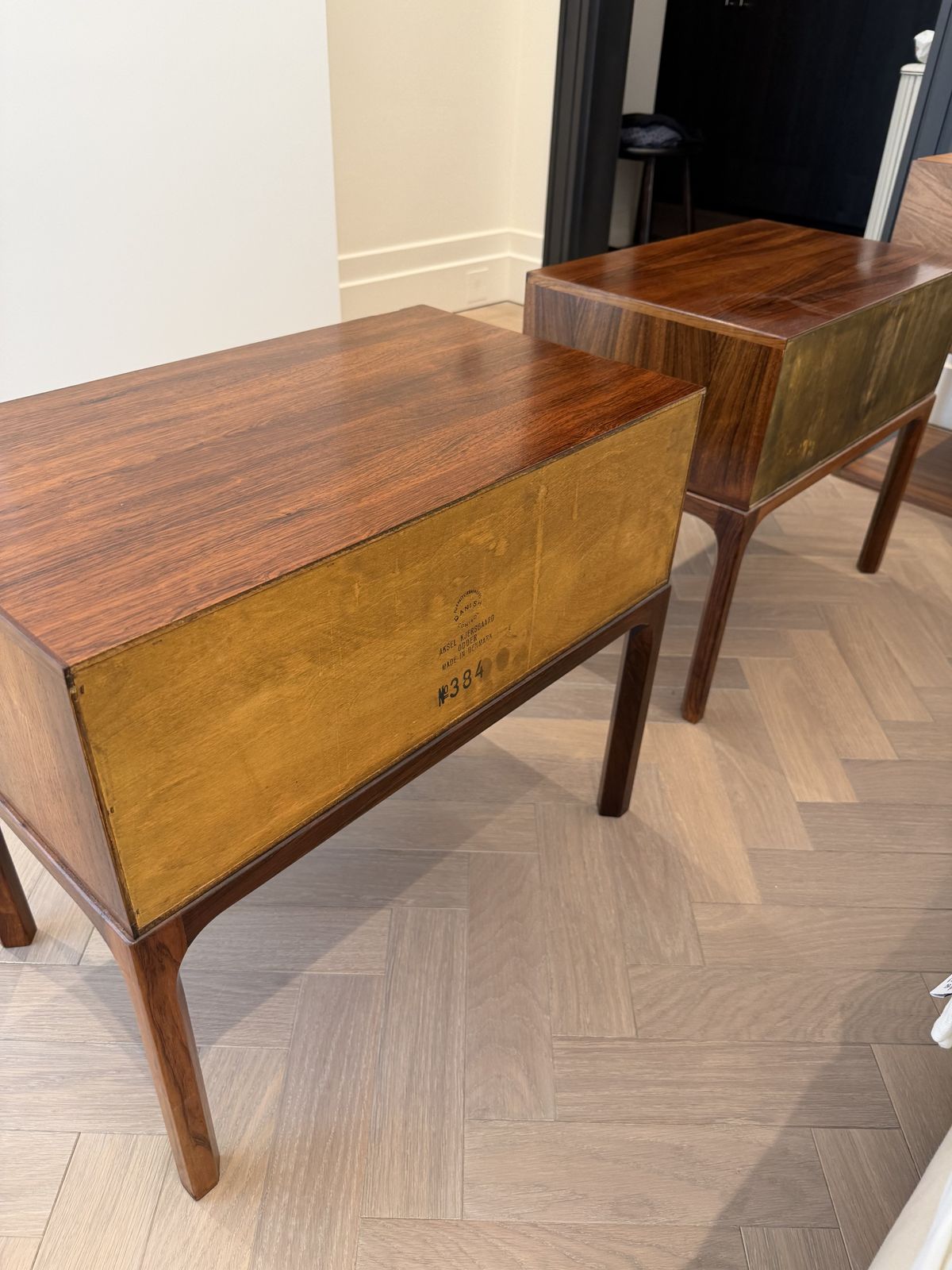 photo vinterior Pair (2 Piece) Danish Mid Century Rosewood Nightstands By Aksel Kjersgaard