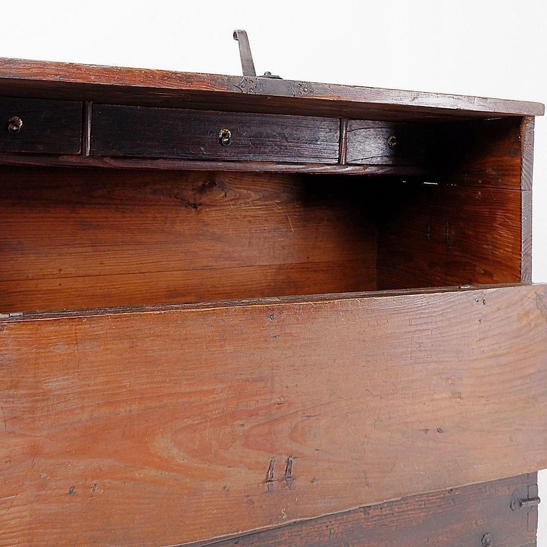 Asian Wooden Chest With Decorative Fittings   18thc photo Furniture