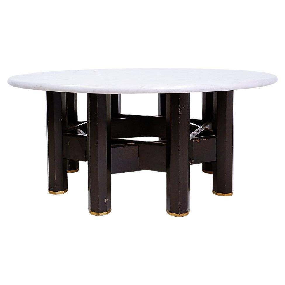 Jan Vlug Large Coffee Table With Round Marble Top ø85,5cm   1970s  Belgium