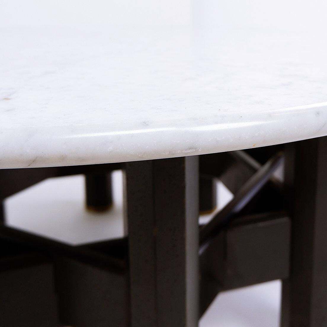 Jan Vlug Large Coffee Table With Round Marble Top ø85,5cm   1970s  Belgium photo vinterior