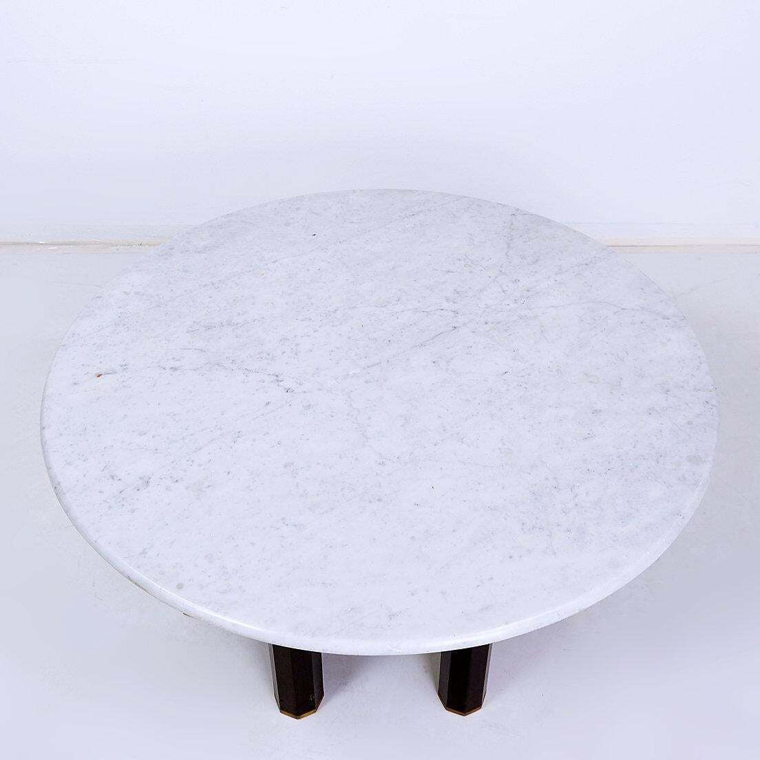 Jan Vlug Large Coffee Table With Round Marble Top ø85,5cm   1970s  Belgium photo vintage