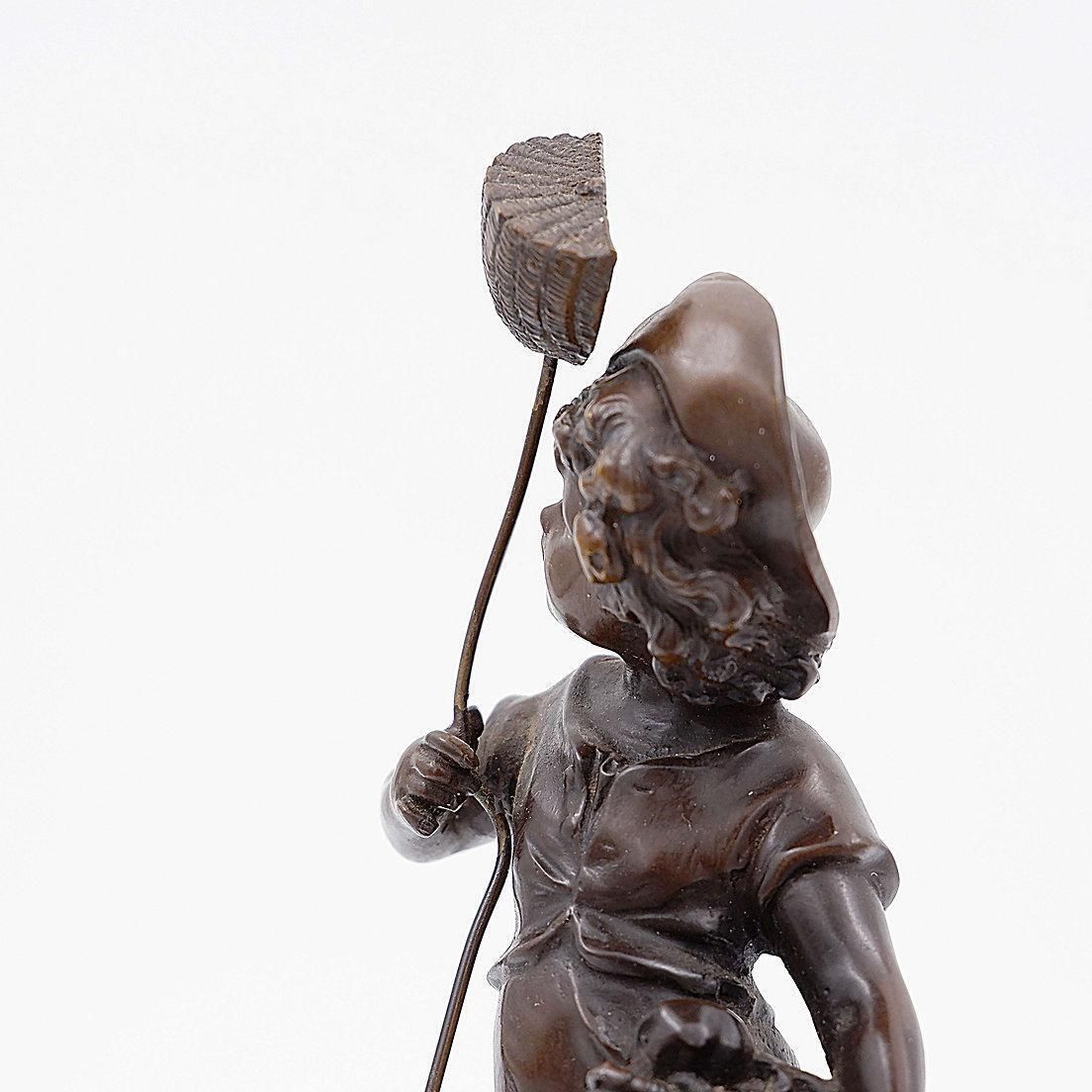 Bronze Boy With Butterfly By Auguste Moreau, France, Late 19th Century photo for sale
