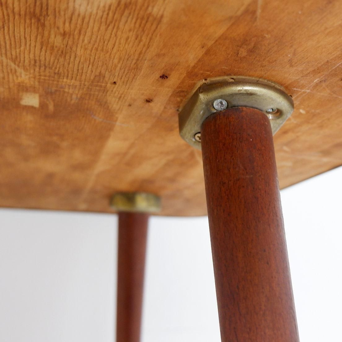 Mid Century 'Dame De Coeur' Coffee Table, Wood & Brass, 1950s photo 864.0