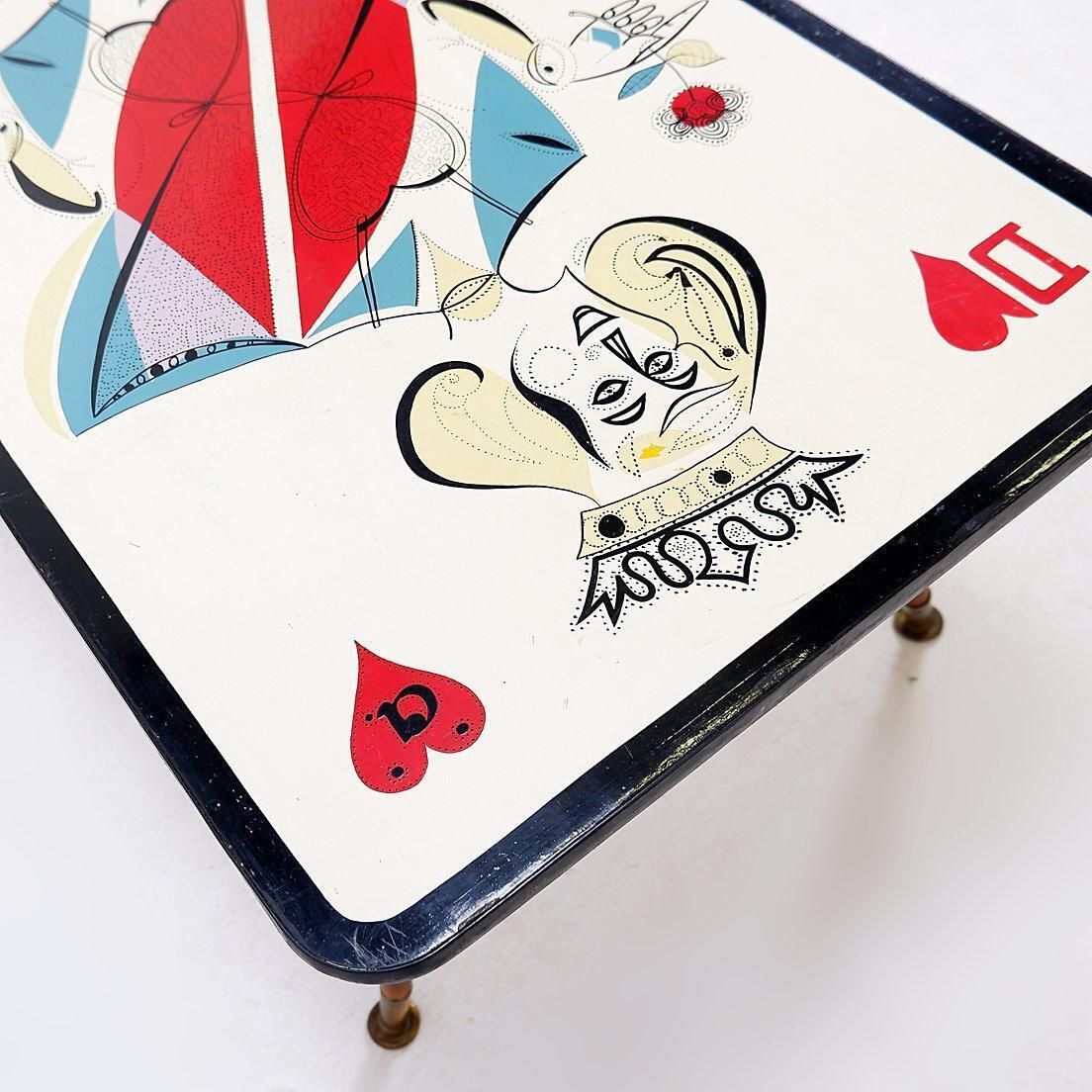 Mid Century 'Dame De Coeur' Coffee Table, Wood & Brass, 1950s photo buy