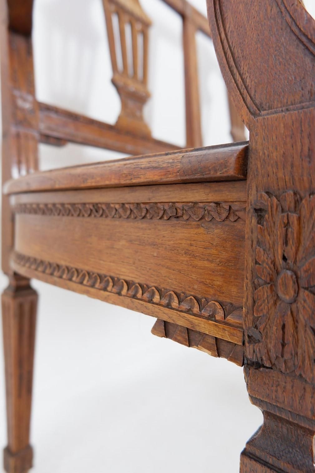 photo buy Neoclassical Style Bench Carved Lyres On The Seat Back   20th