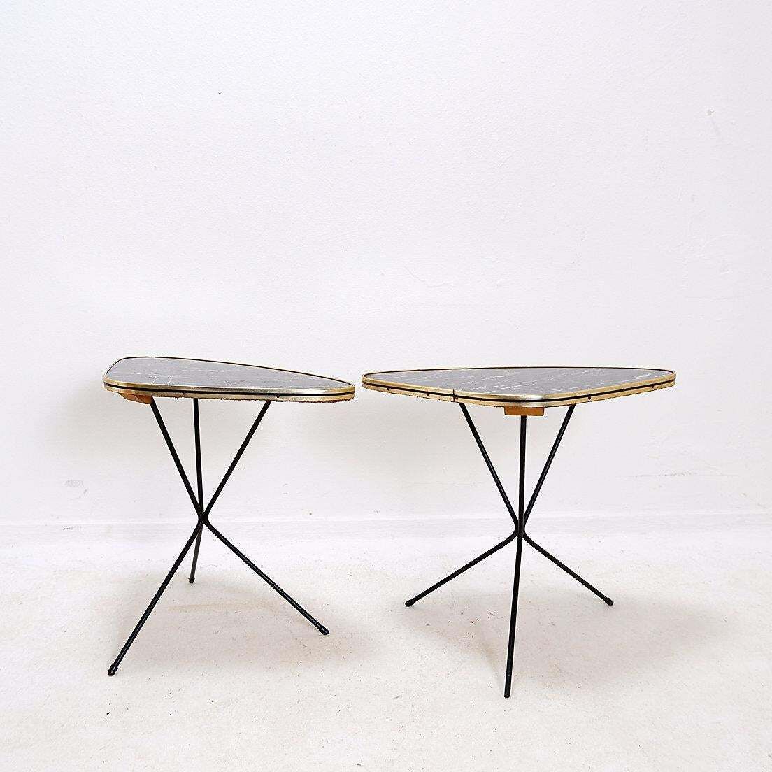 Pair Of Atomic Expo Tripod Tables From Erdal, 1950s photo furniture
