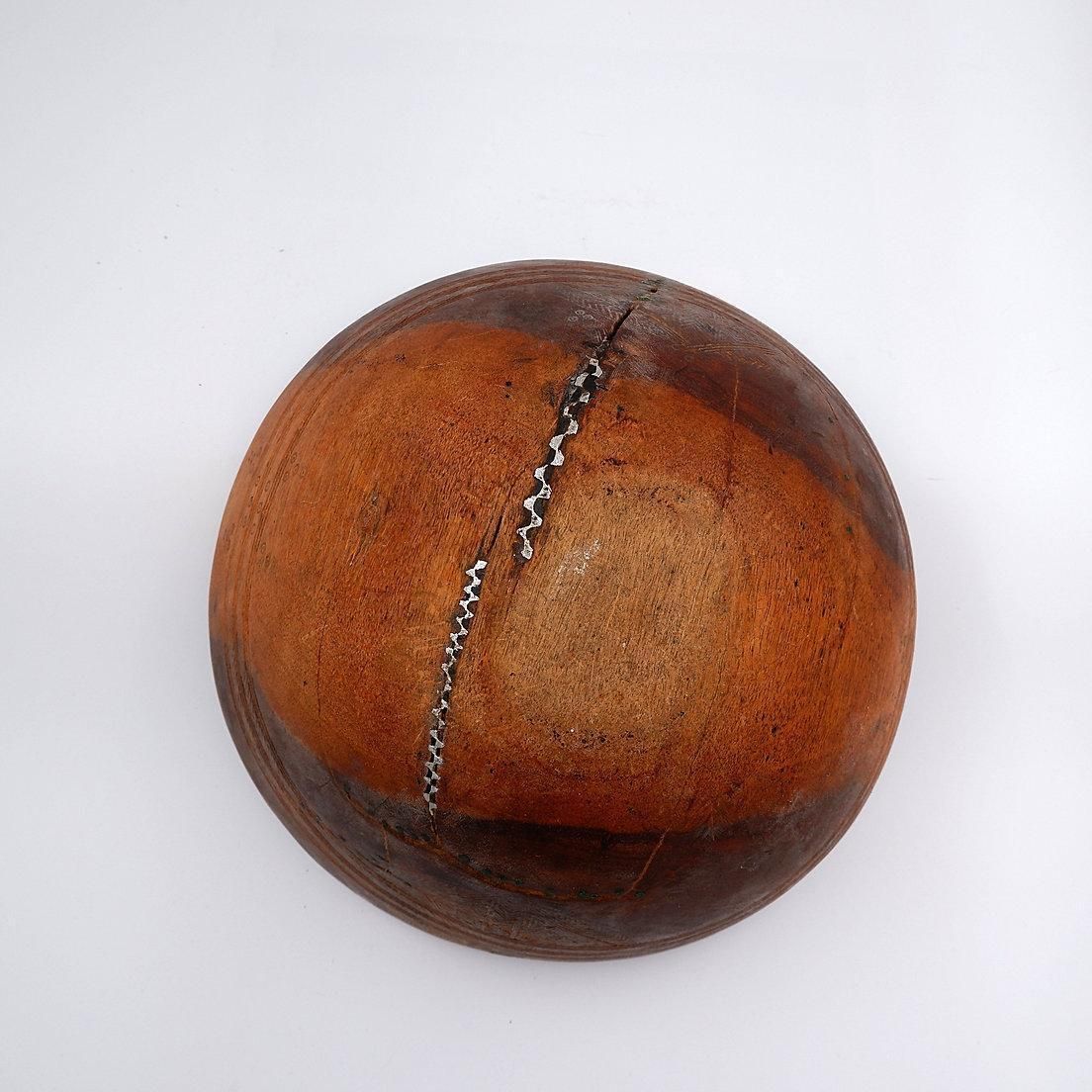 Large Carved Tribal Wooden Bowl, Wabi Sabi Style, 20th Century, 32.5cm photo for sale