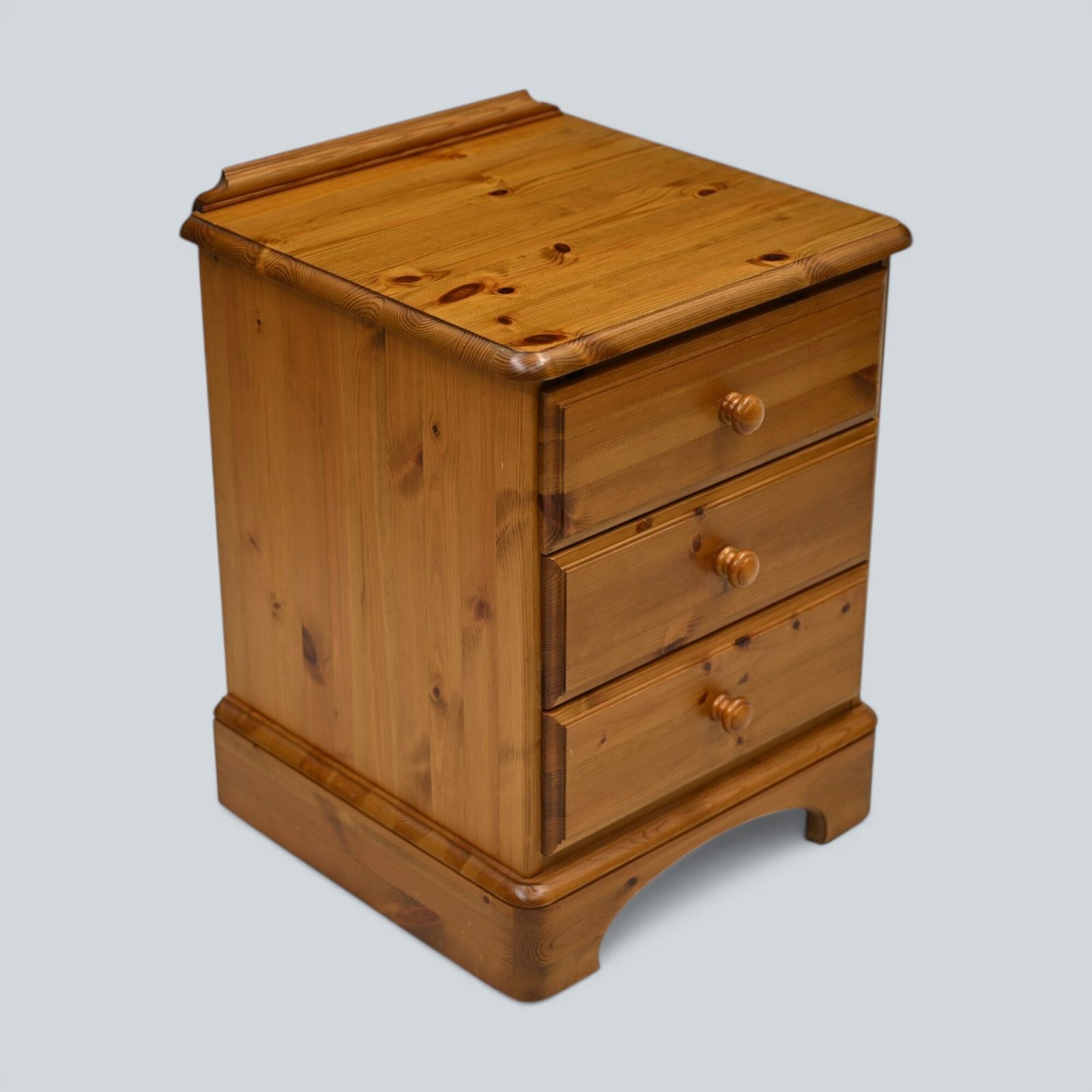 photo furniture Ducal Bedside Chest Of Drawers Knotted Pine On Castors Free Uk Delivery