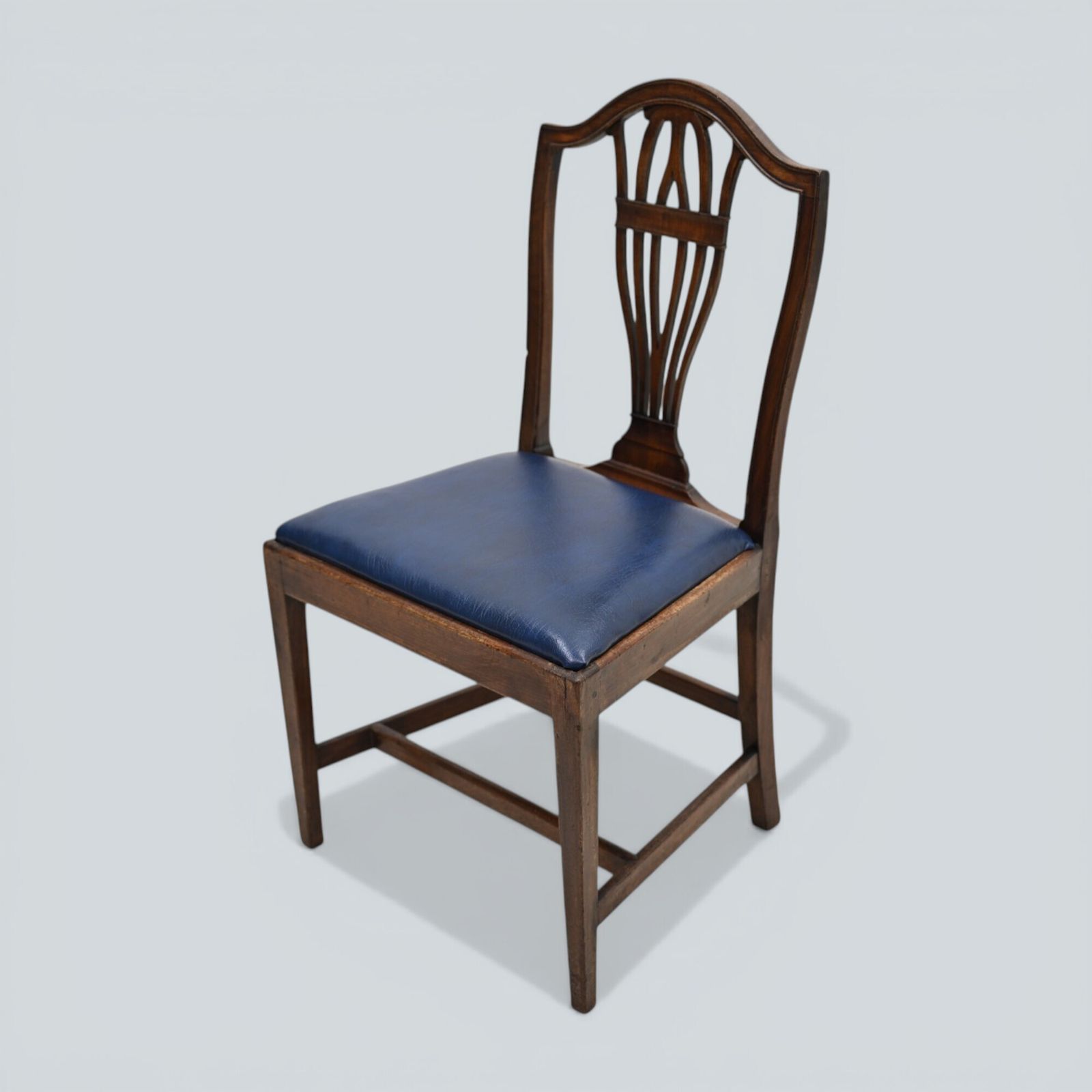 6 Georgian Mahogany Dining Chairs Blue Faux Leather Seats Free Uk Delivery photo vinterior