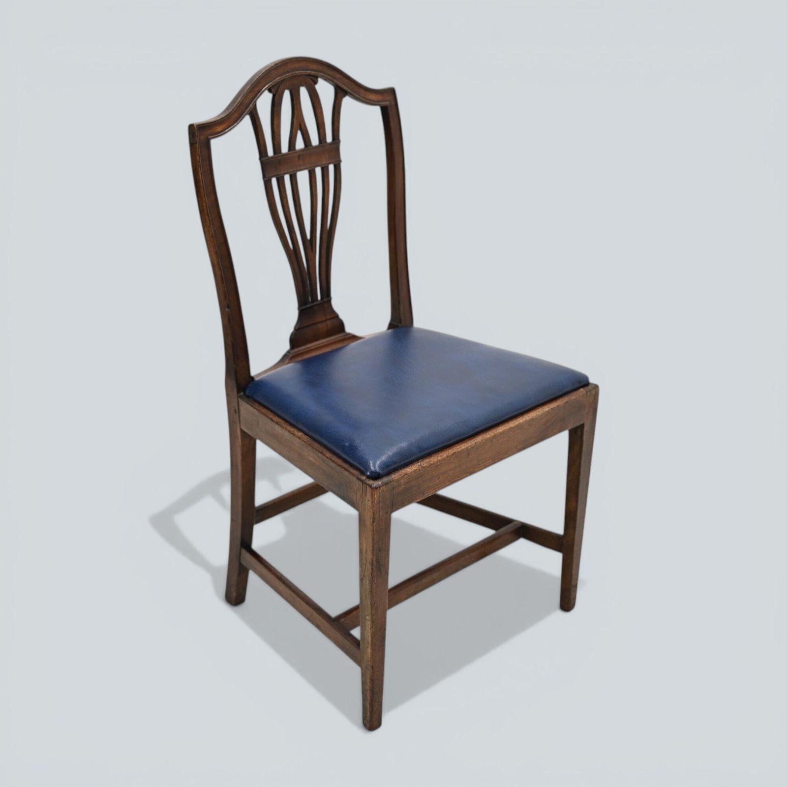 467.0 6 Georgian Mahogany Dining Chairs Blue Faux Leather Seats Free Uk Delivery photo