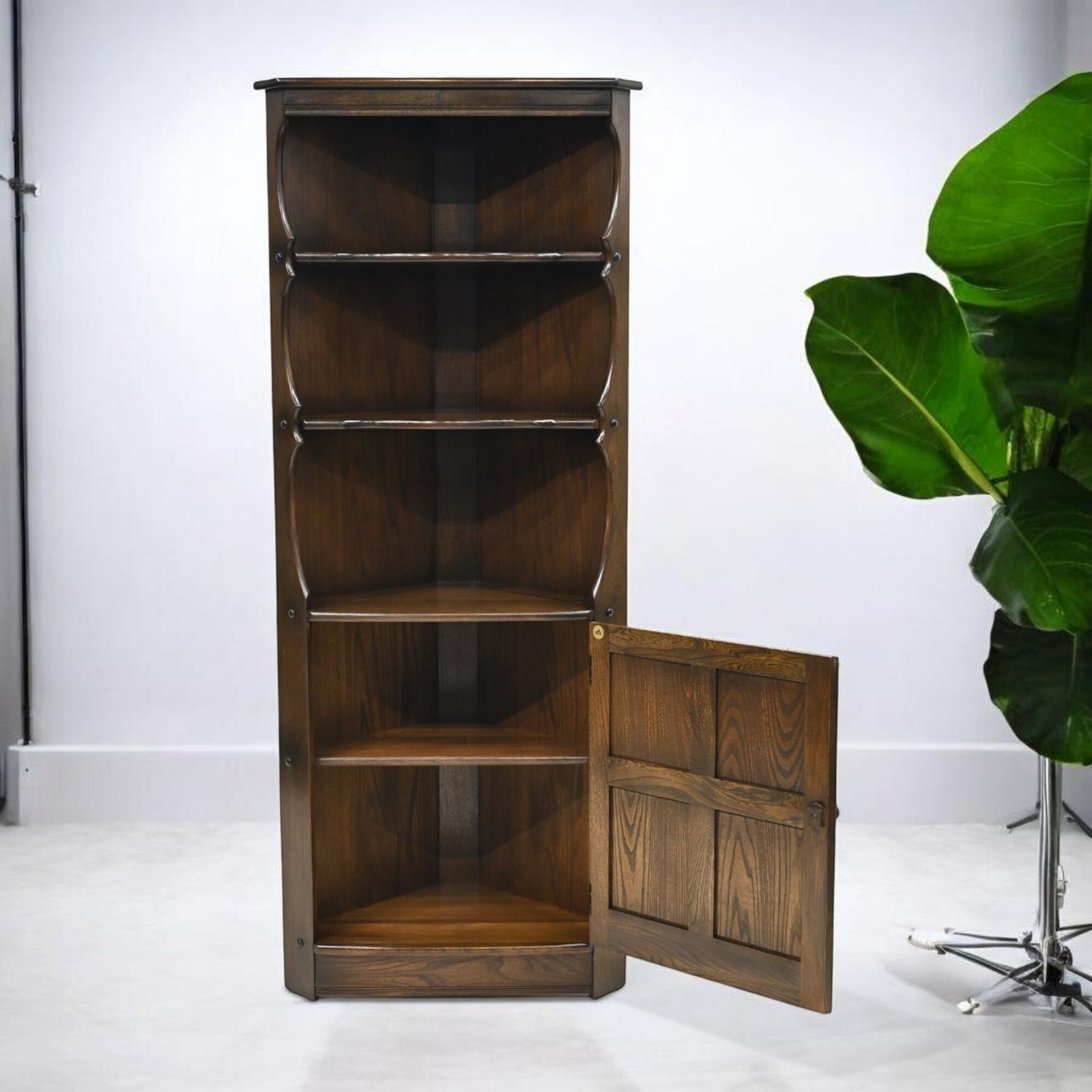 photo furniture Ercol Elm Corner Cabinet Display Unit Exc Free Uk Delivery
