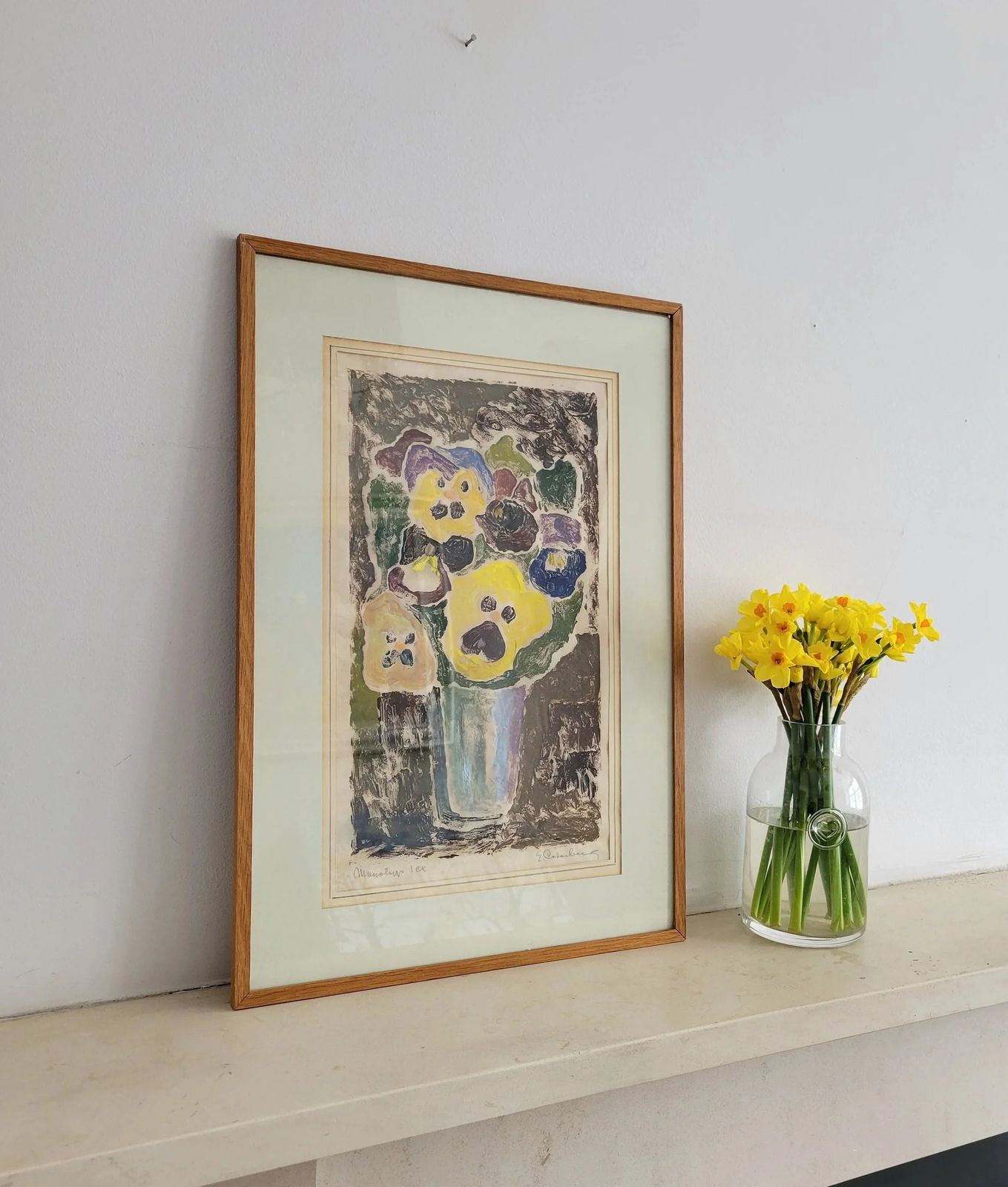 Pansies Original Mid  Century Monotype By Eric Cederberg photo for sale