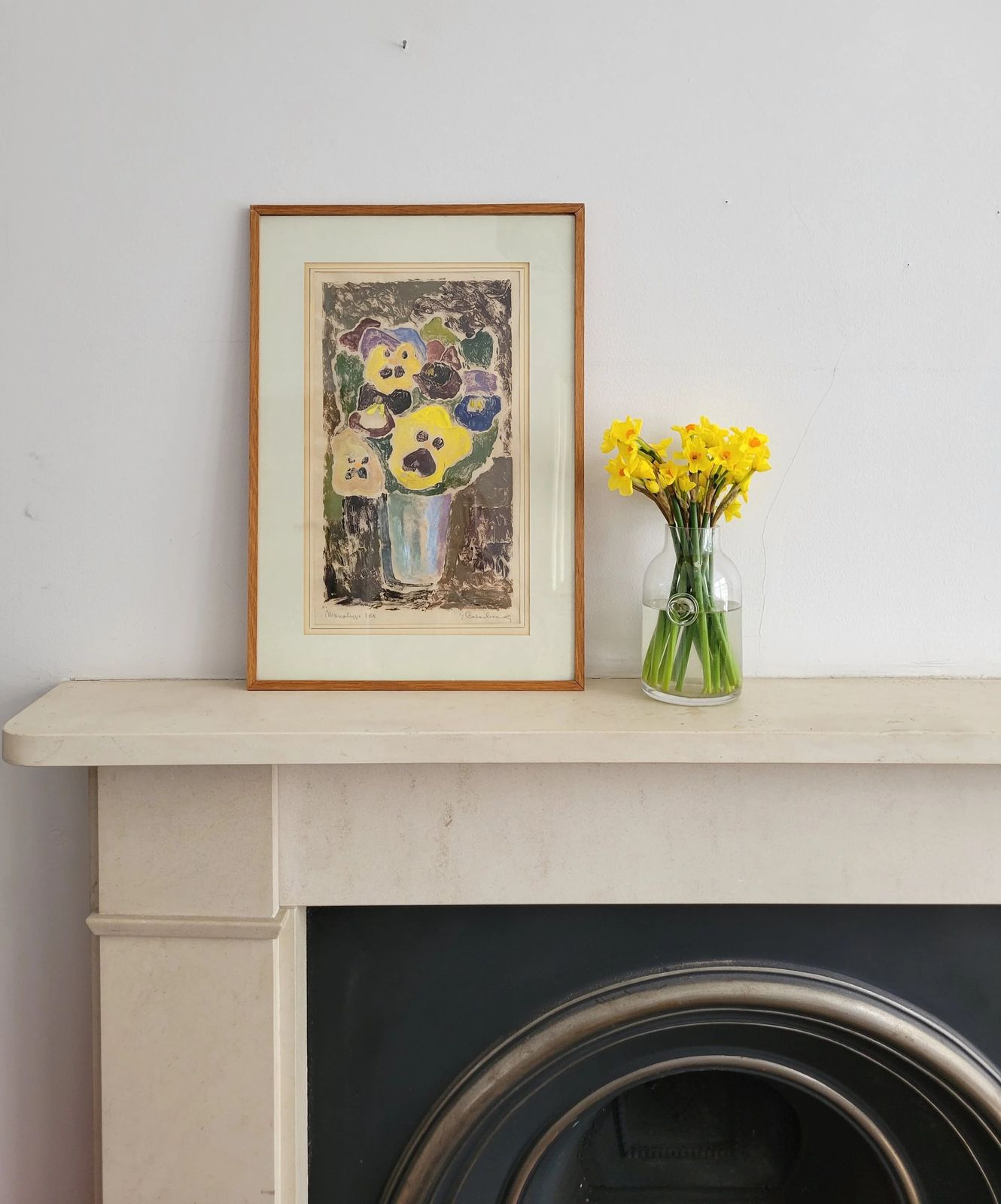 Pansies Original Mid  Century Monotype By Eric Cederberg photo Art