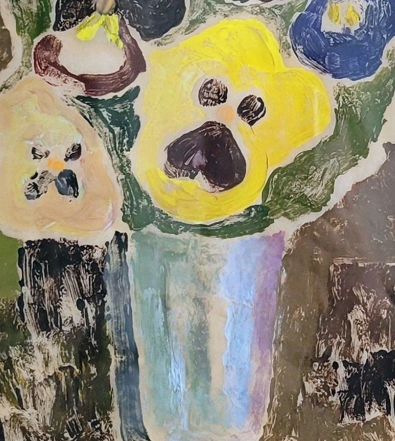 Pansies Original Mid  Century Monotype By Eric Cederberg photo vinterior