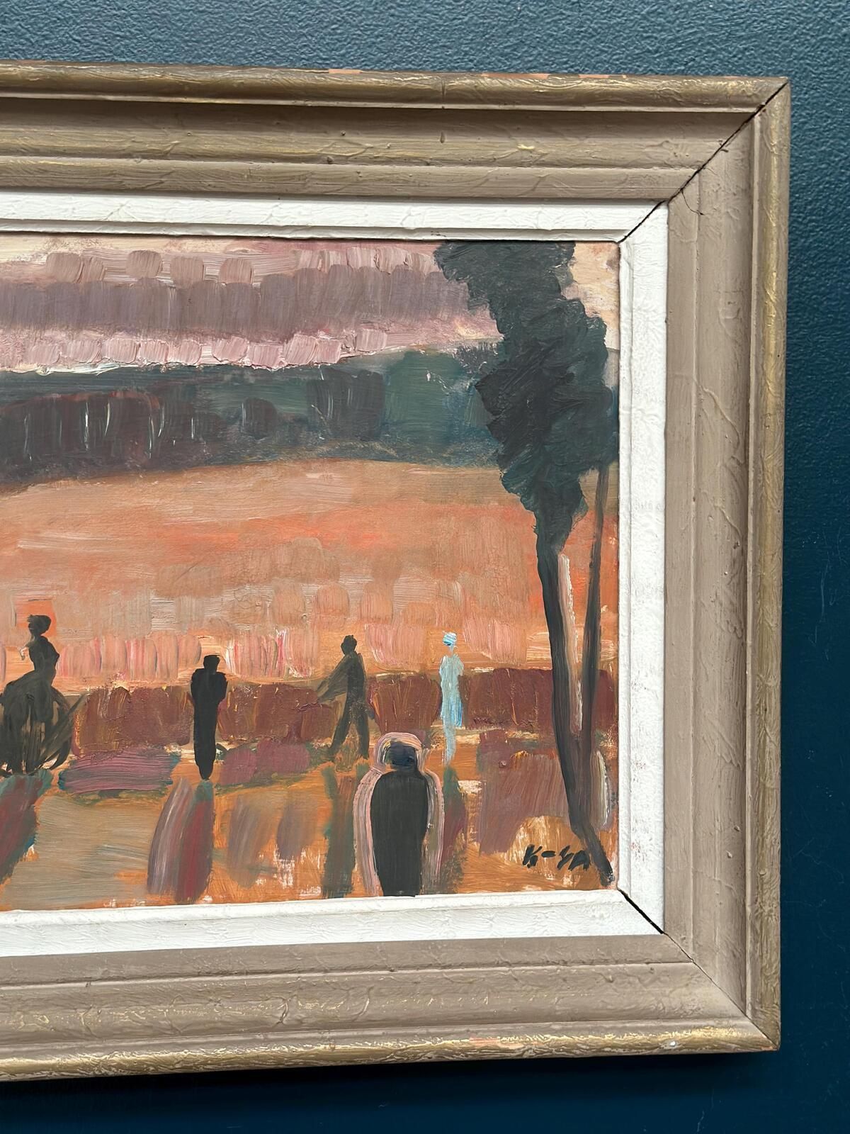 Original Mid Century Swedish Oil On Panel – “Farmers” By Karl Göte åson Sernius – Dated 1964 – Vintage & Framed – 55 × 47 Cm (21.7" × 18.5") photo vintage