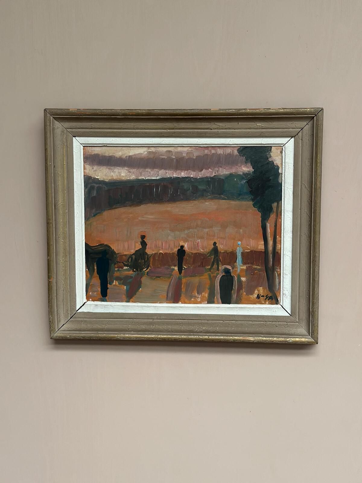 photo vinterior Original Mid Century Swedish Oil On Panel – “Farmers” By Karl Göte åson Sernius – Dated 1964 – Vintage & Framed – 55 × 47 Cm (21.7" × 18.5")