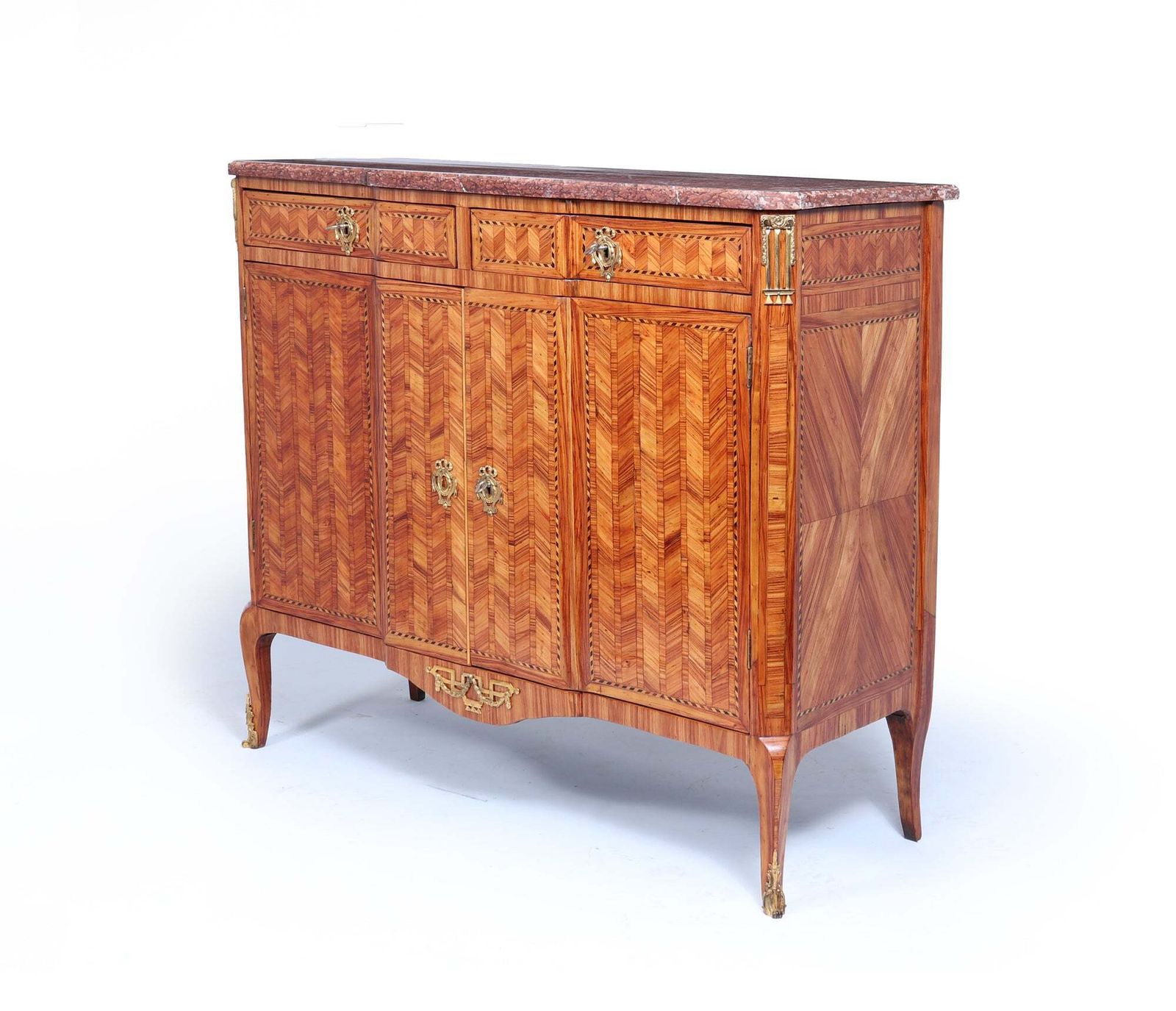 Fine Louis XVI Tulipwood Marquetry Cabinet With Rouge Marble Top, France, Late 18th Century photo furniture