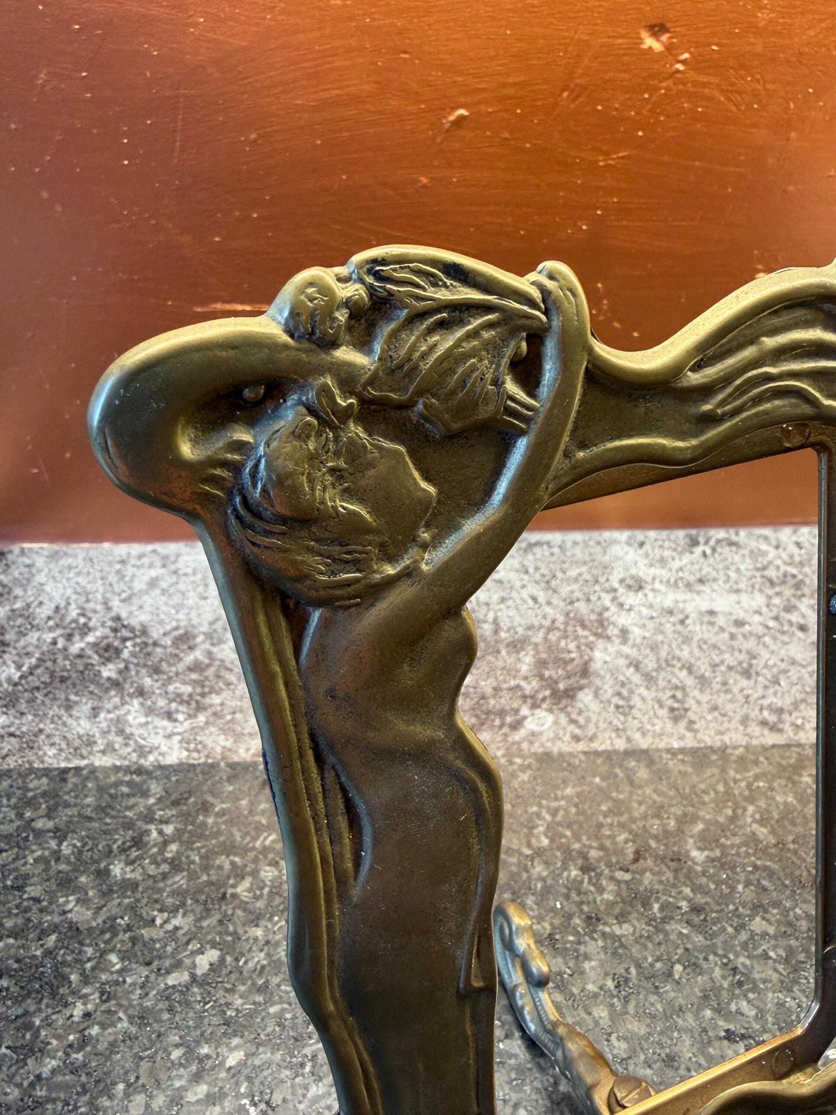 photo buy Antique Art Nouveau Brass Lady Picture Frame