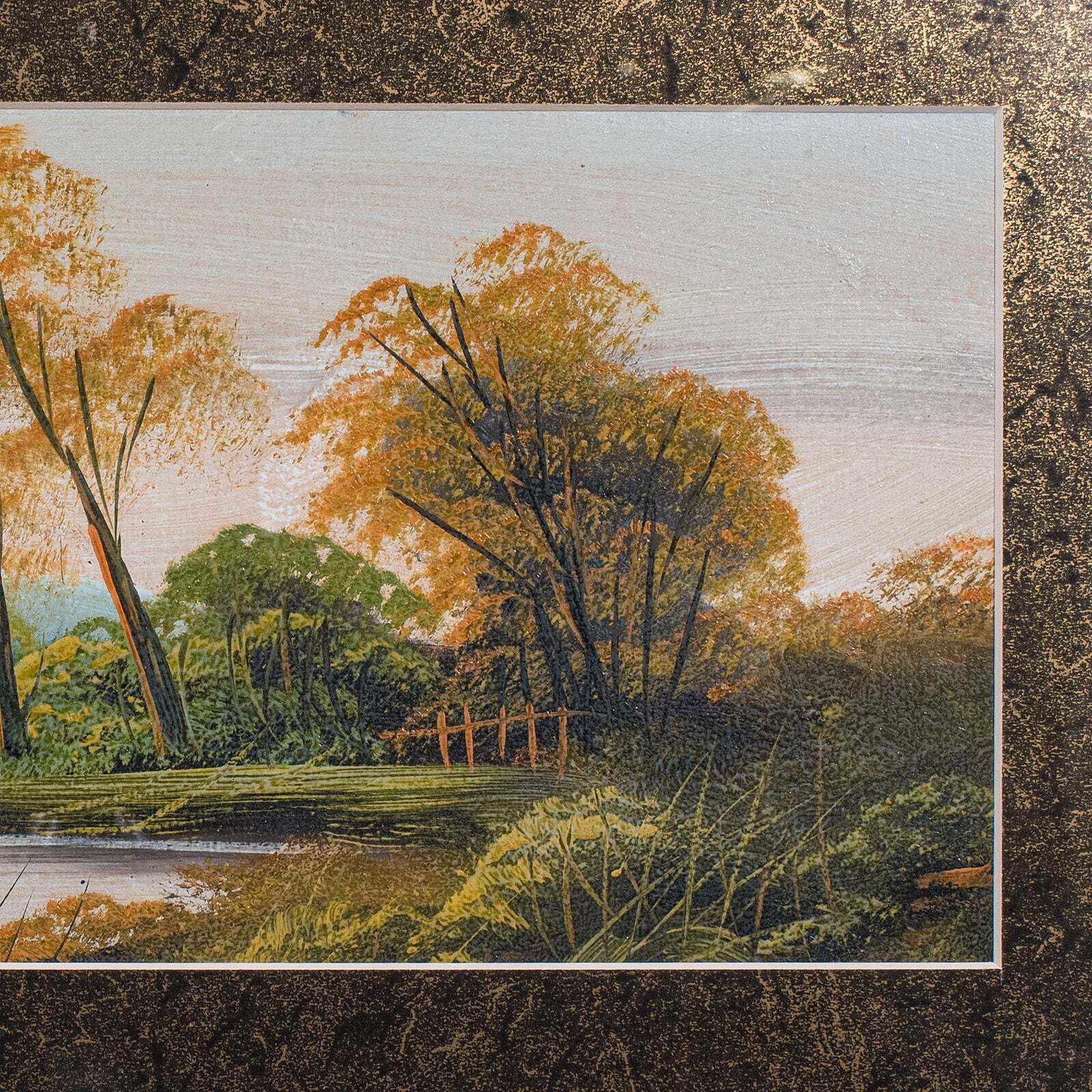 Vintage Framed Landscape Painting, Scottish, Oil On Board, Art, Picture, River photo vinterior