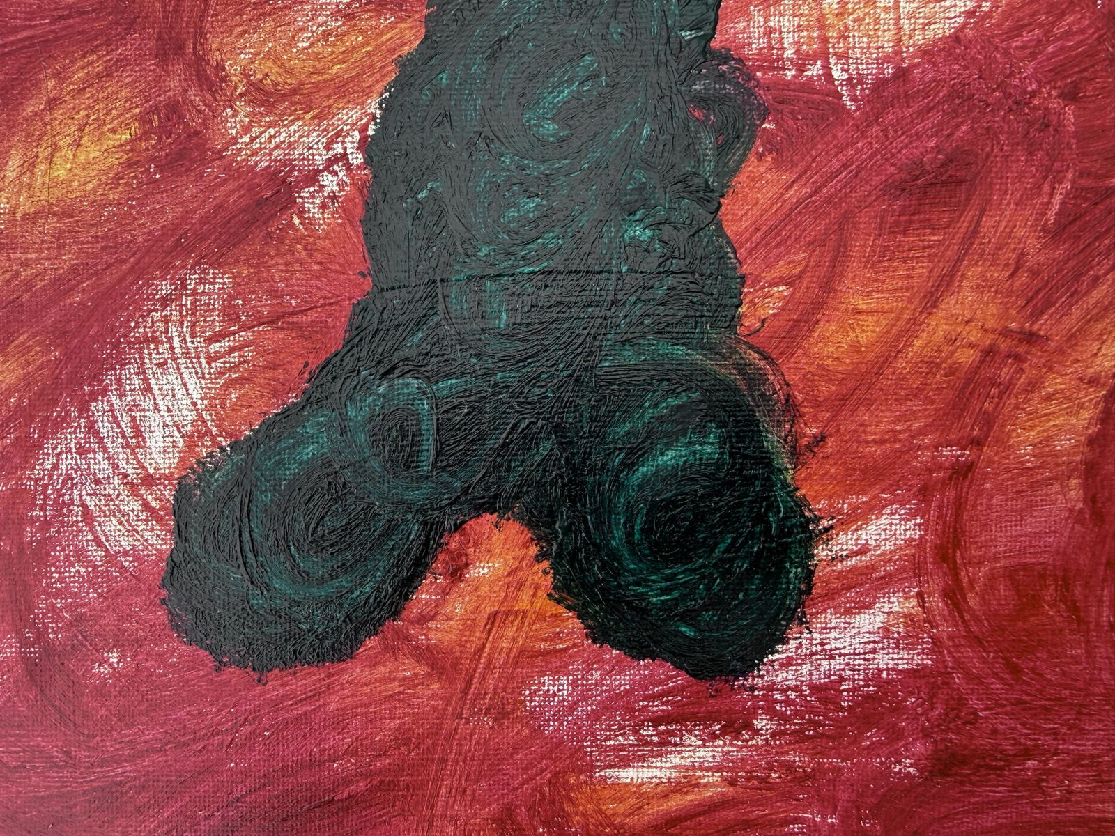 Dios Y Medio Grande Peinture Abstraite Symbolique Cramoisi Néo-Expressionniste Art Contemporain Huile 2026 photo furniture
